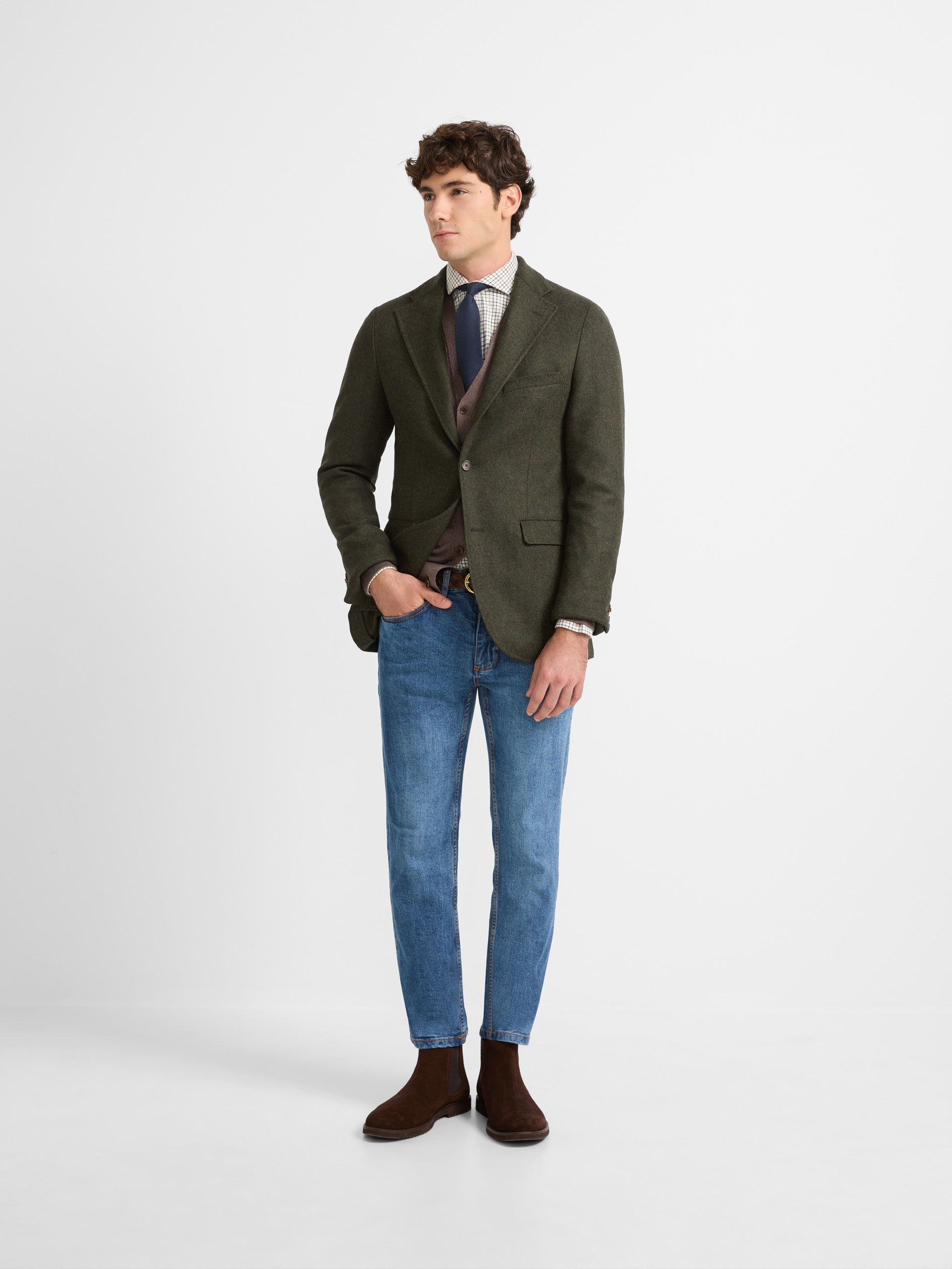 Classic green herringbone blazer