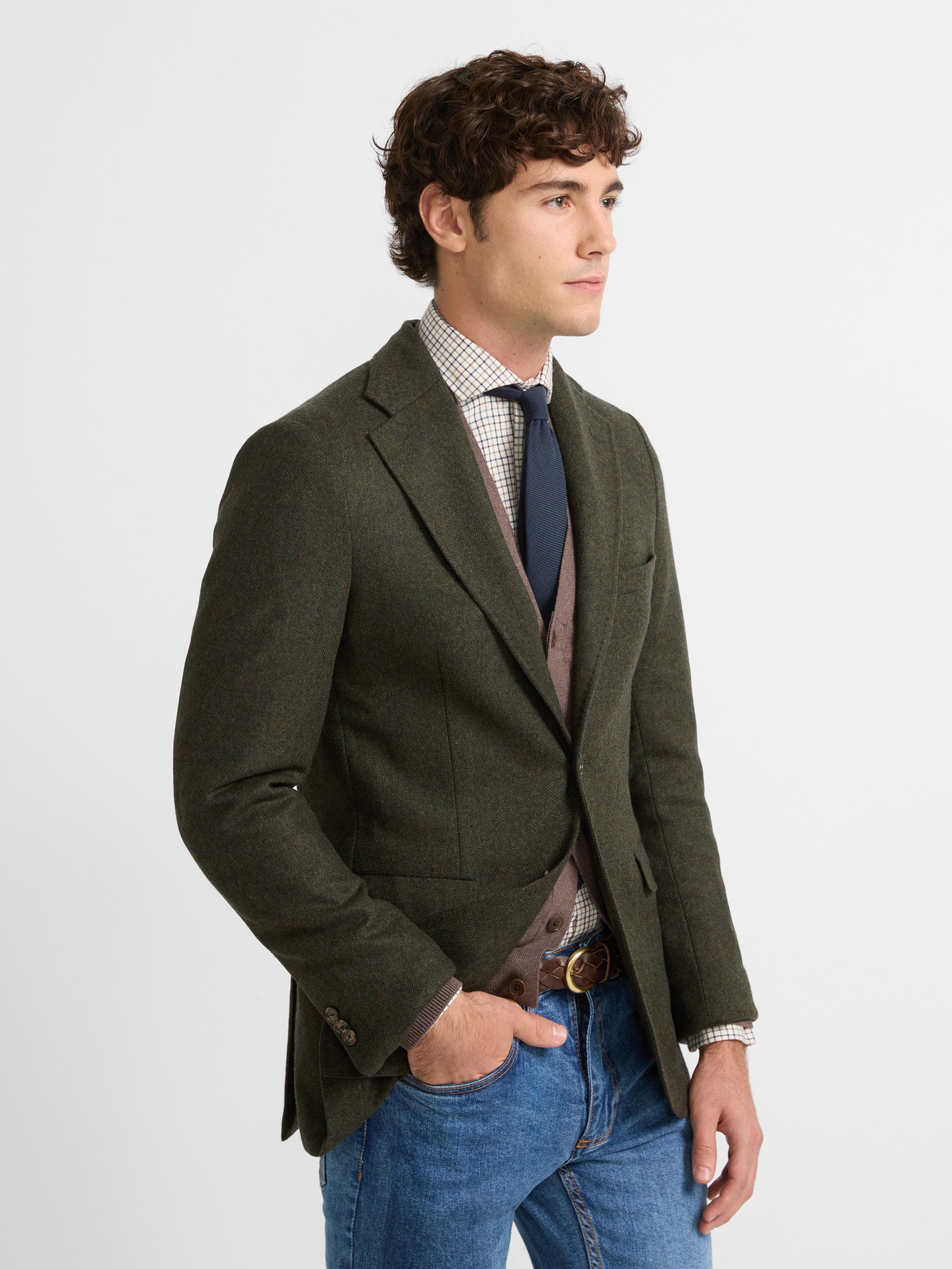 Classic green herringbone blazer