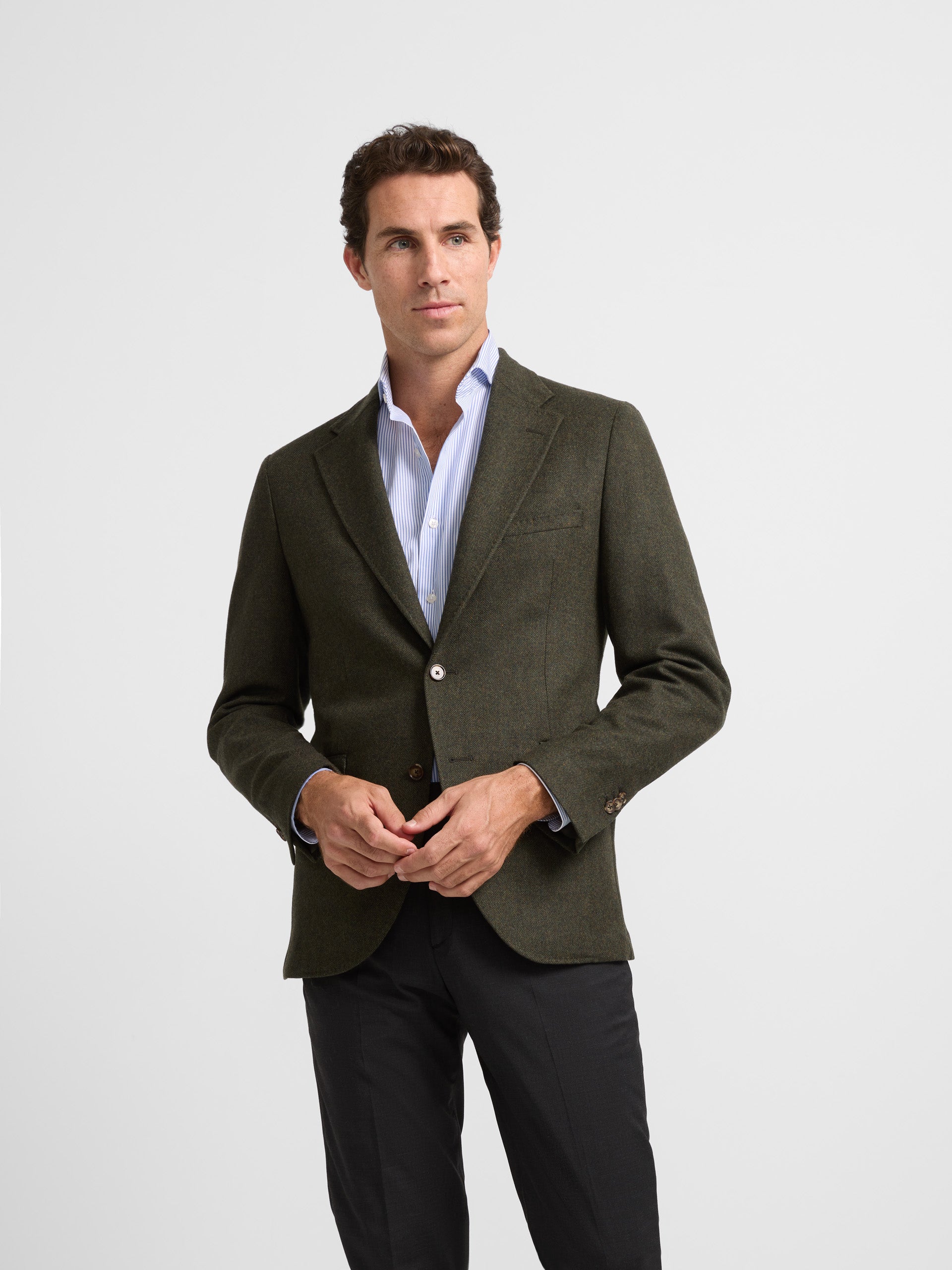 Classic green herringbone blazer