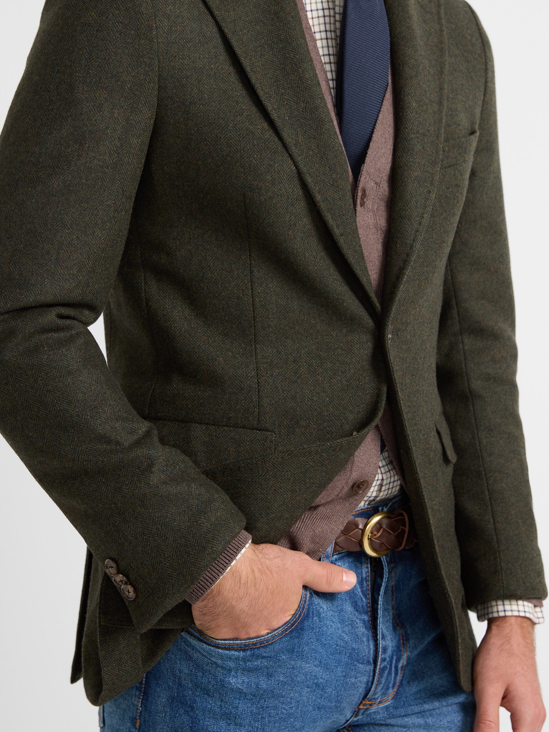 Classic green herringbone blazer