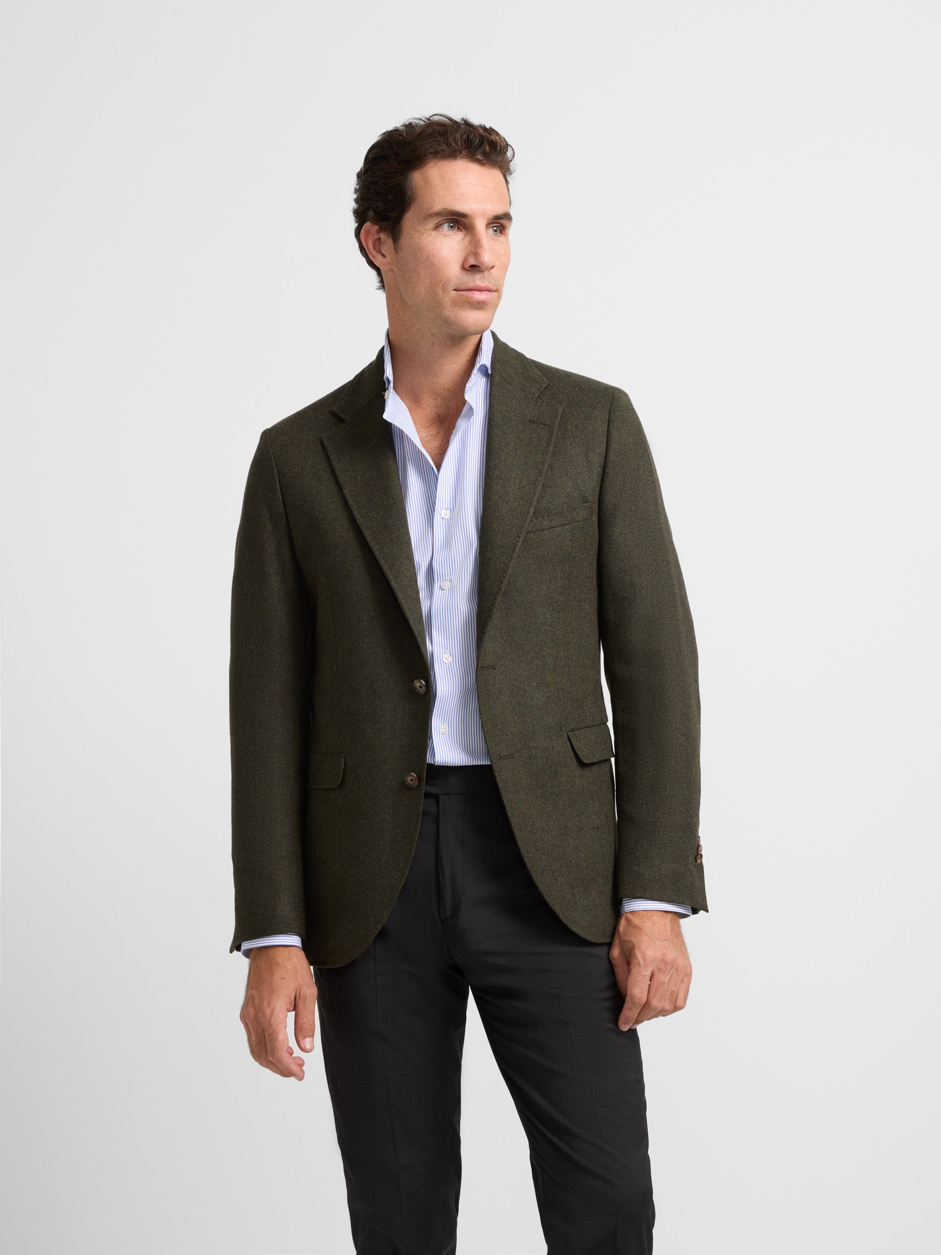 Classic green herringbone blazer