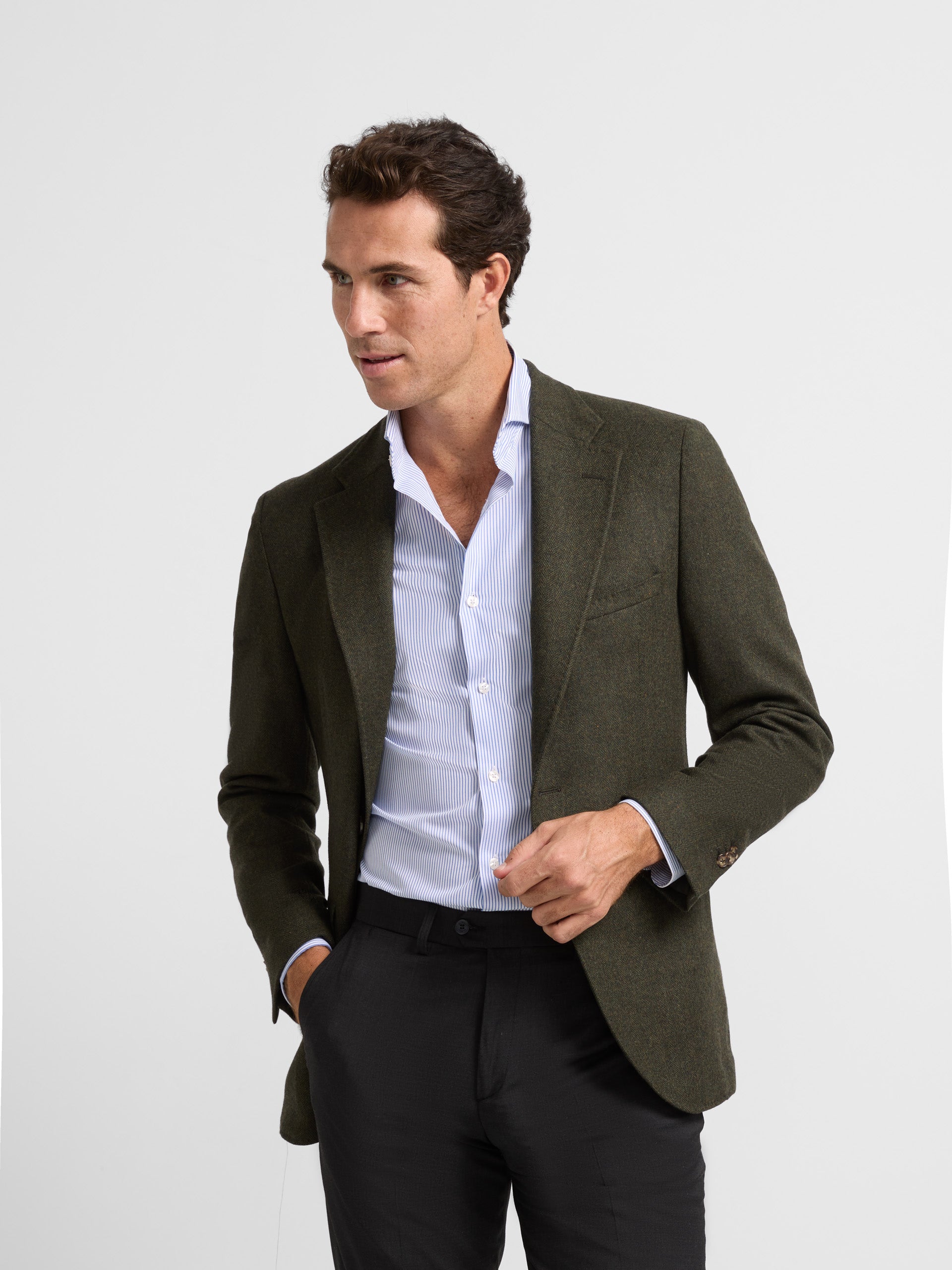 Classic green herringbone blazer