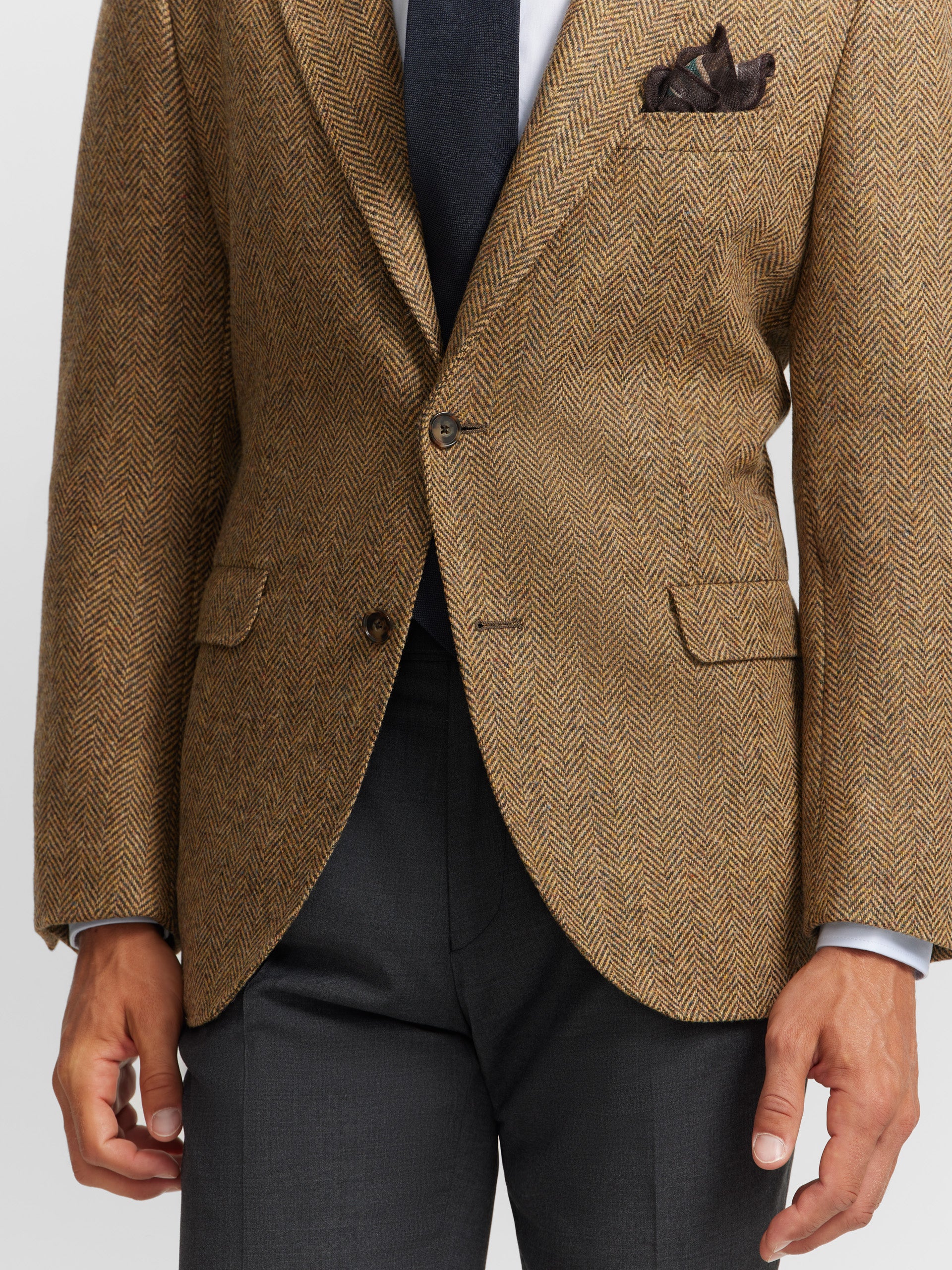 Classic beige wide herringbone blazer