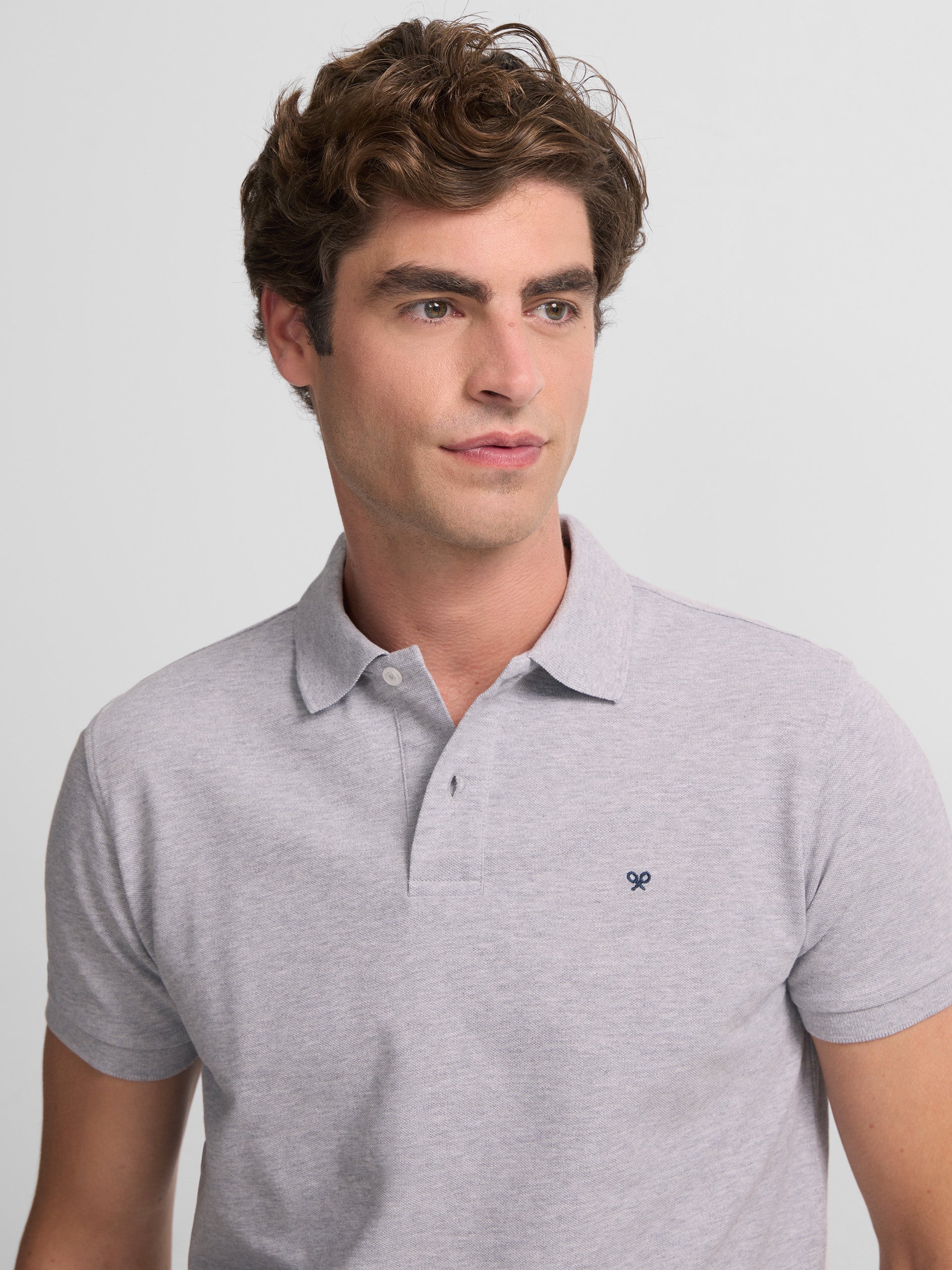 Polo classique uni gris clair