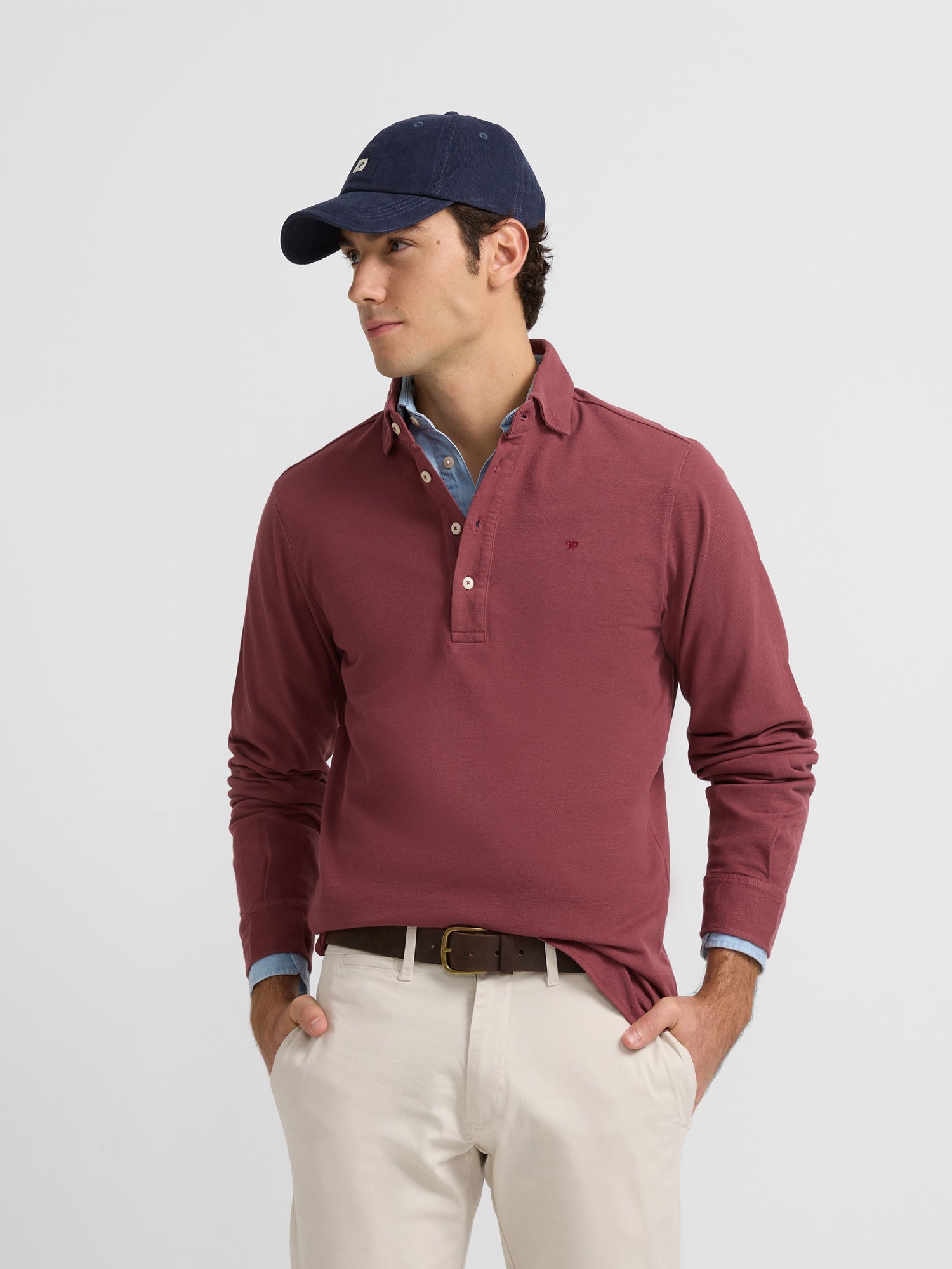 Classic long sleeve polo burgundy