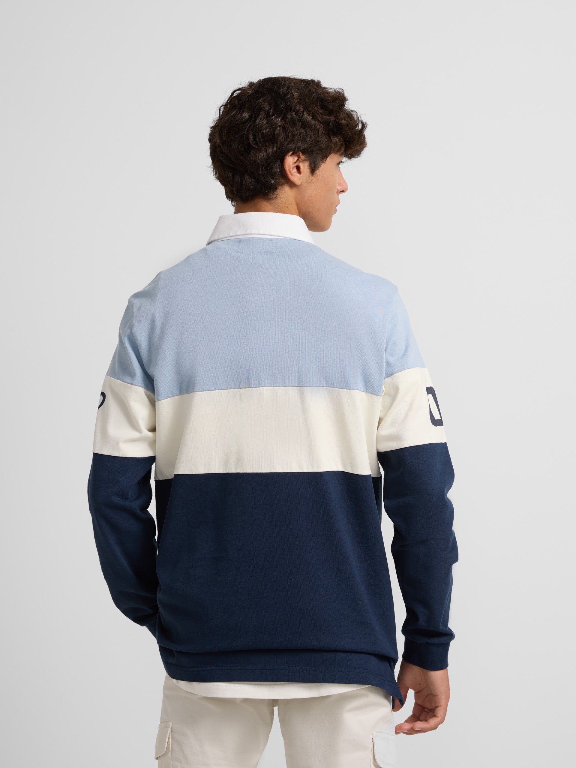 Polo rugby classique bleu clair bleu marine