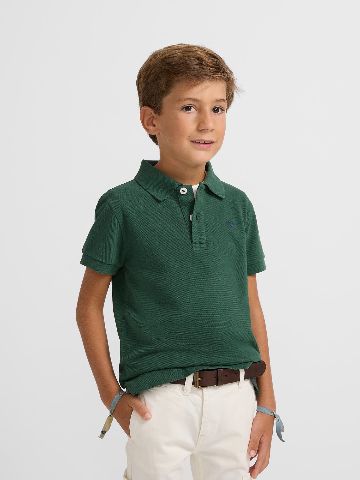 Polo kids clasico miniraqueta verde oscuro