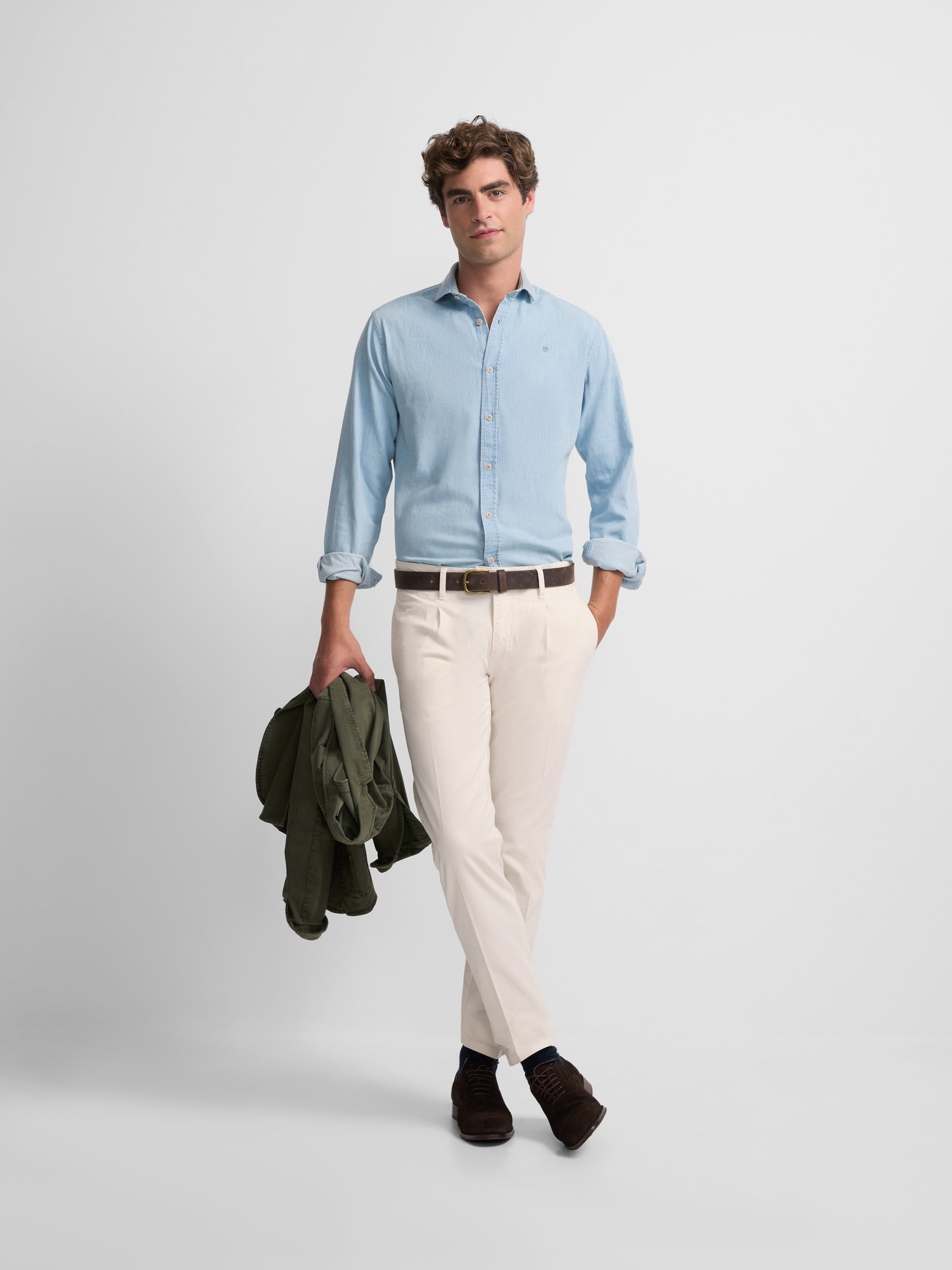 Stone-trimmed chino sport pants