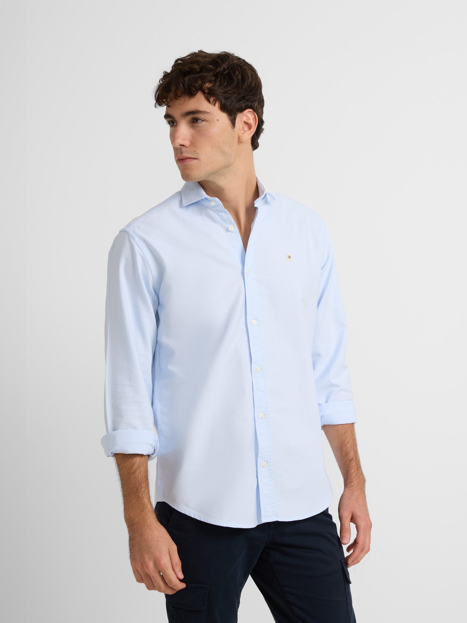 Chemise sport oxford à patch bleu clair