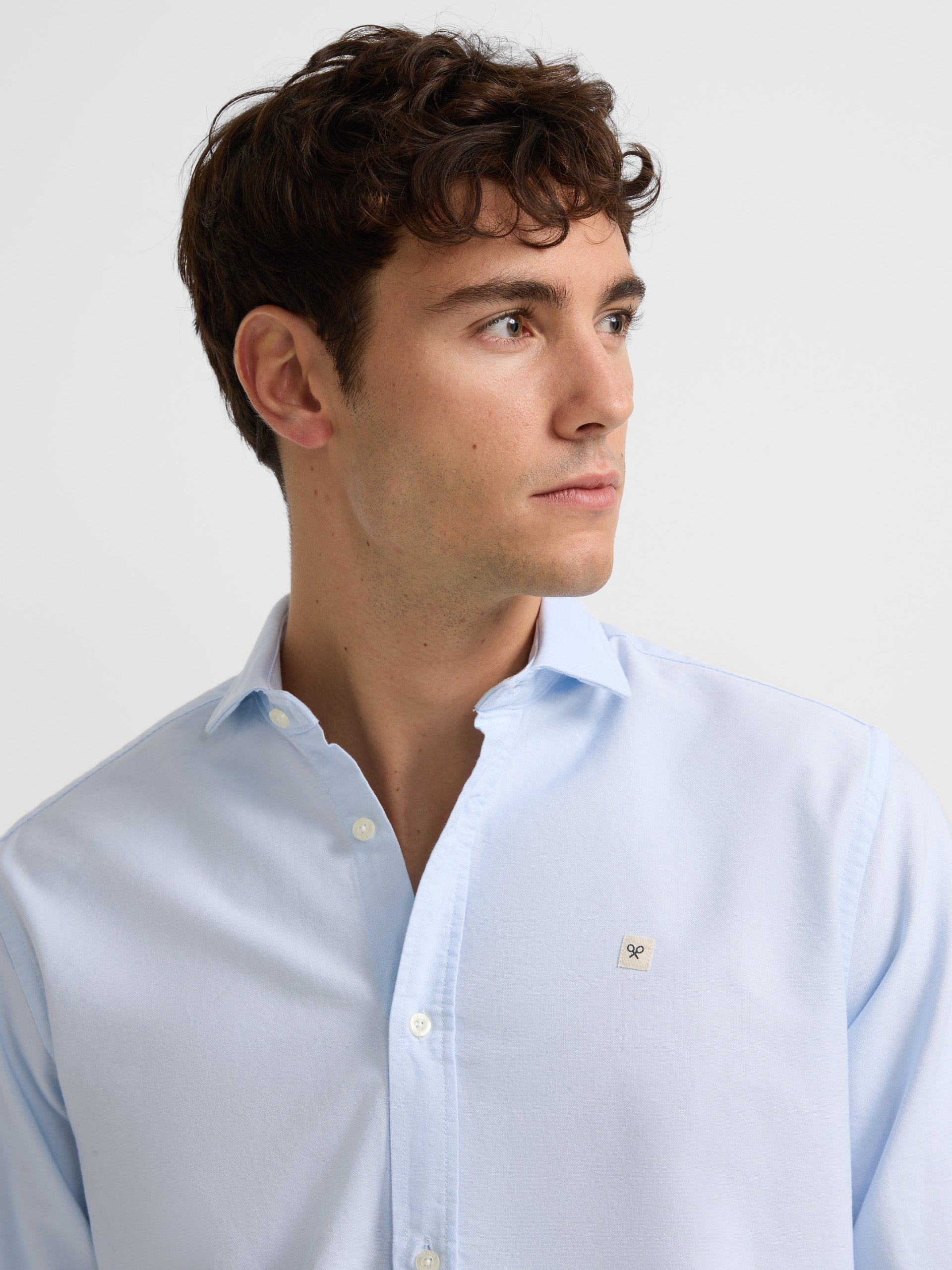 Chemise sport oxford à patch bleu clair