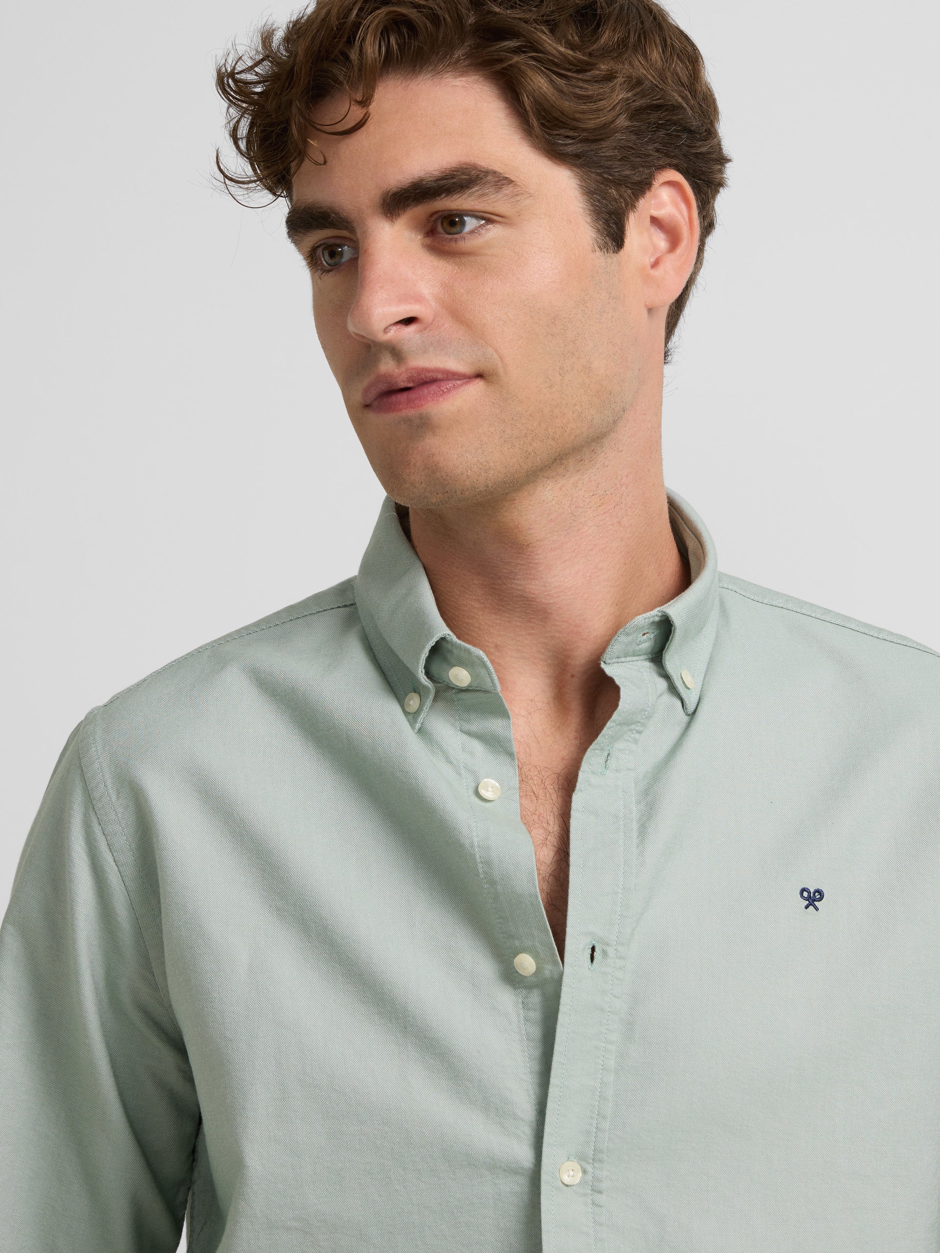 Green regular fit oxford sport shirt