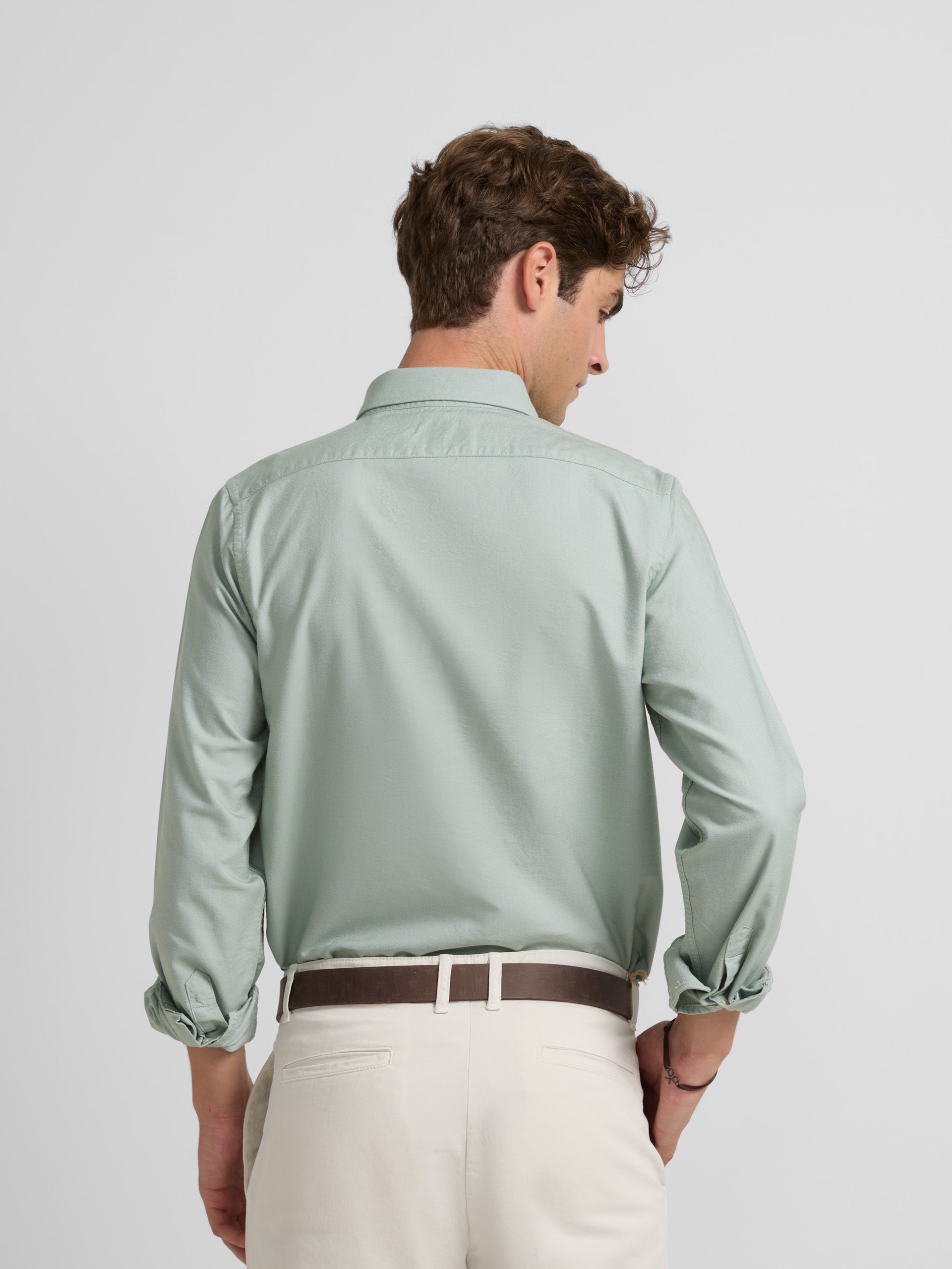 Green regular fit oxford sport shirt