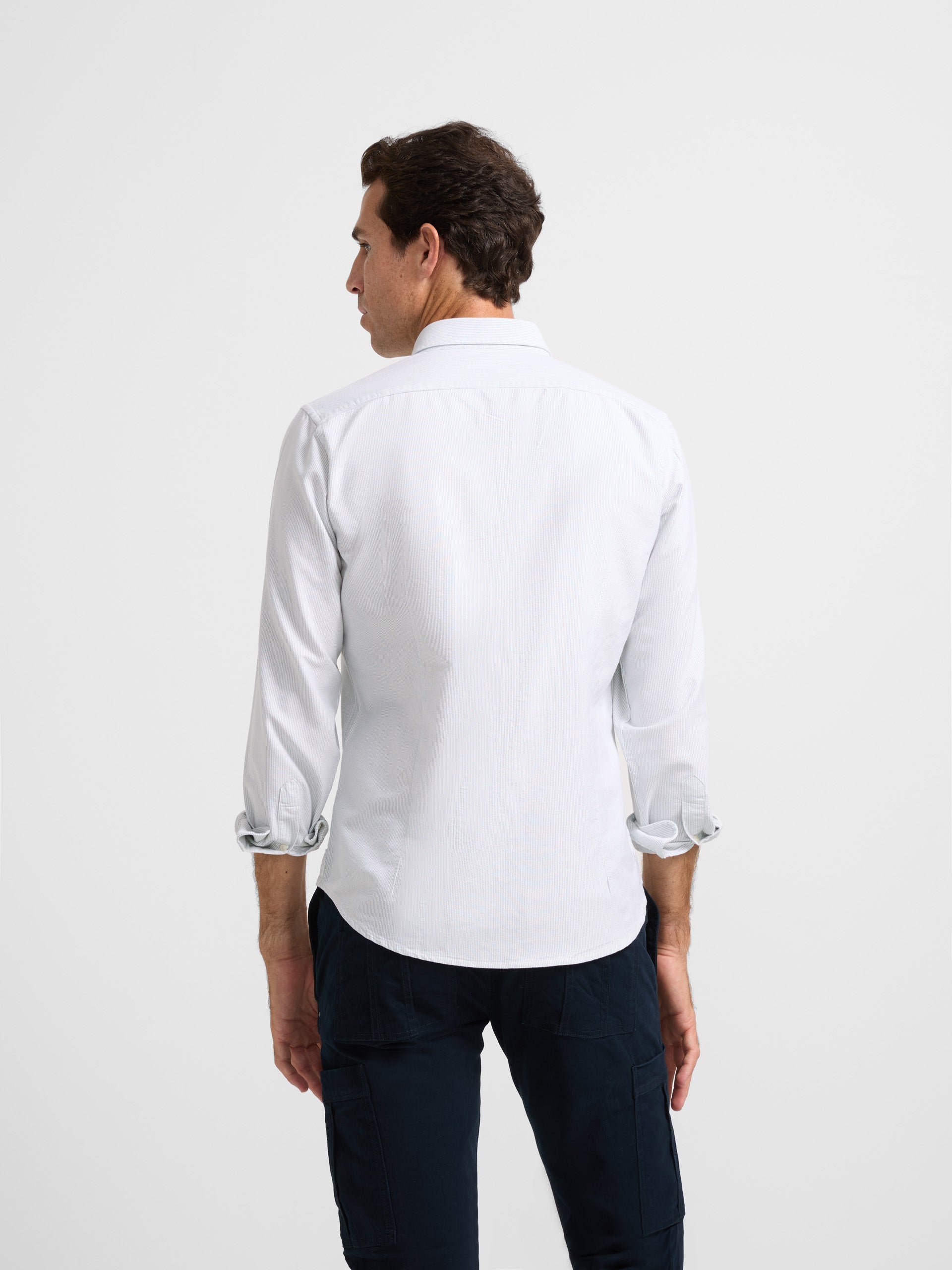 Chemise sport Oxford à fines rayures vertes