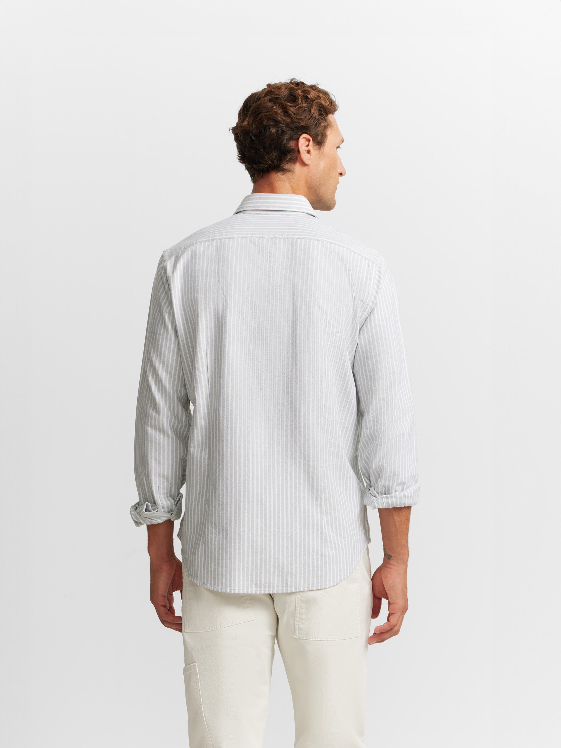 Chemise sport Oxford à larges rayures vertes