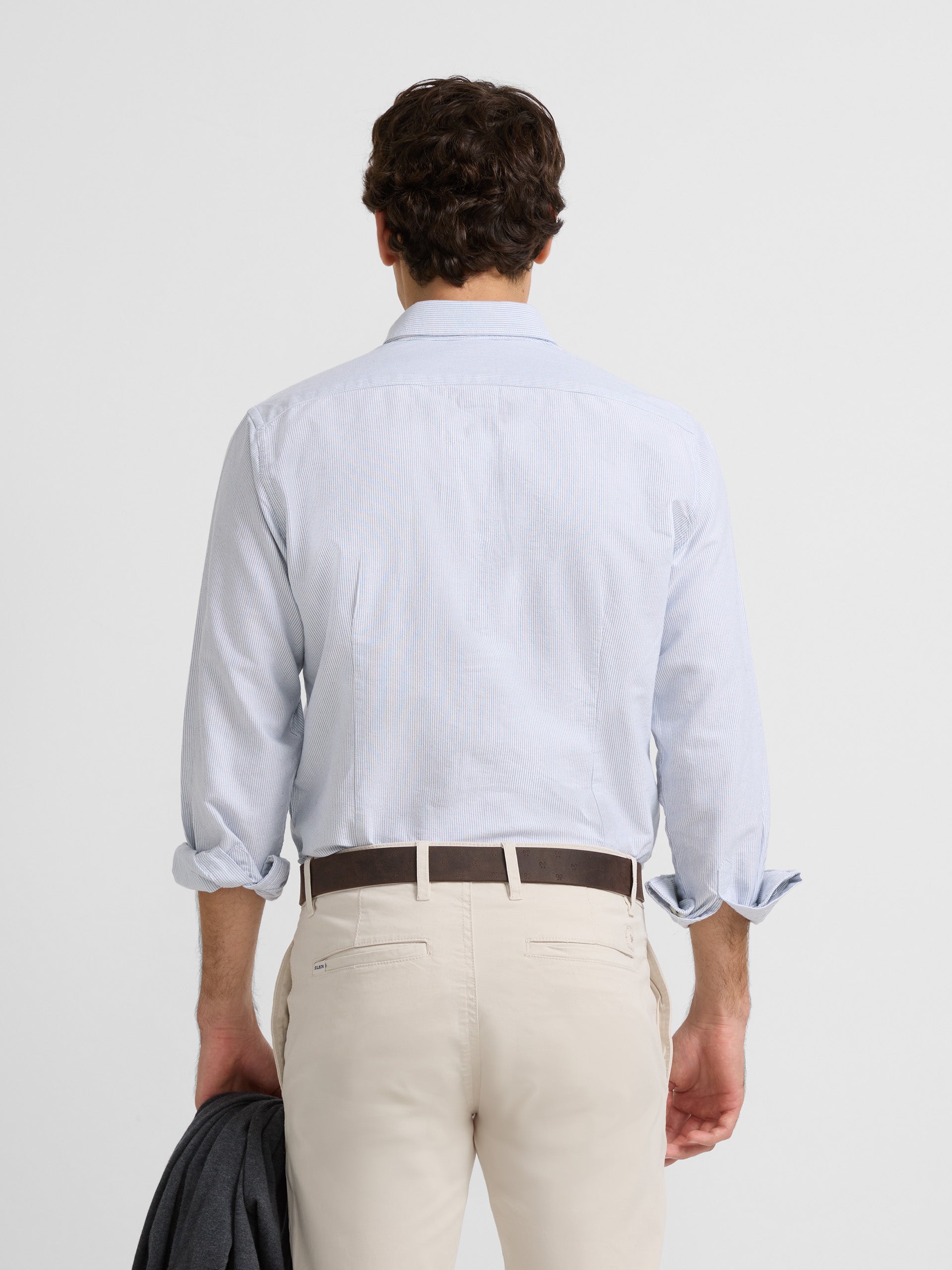 Chemise sport oxford bleue à rayures multiples