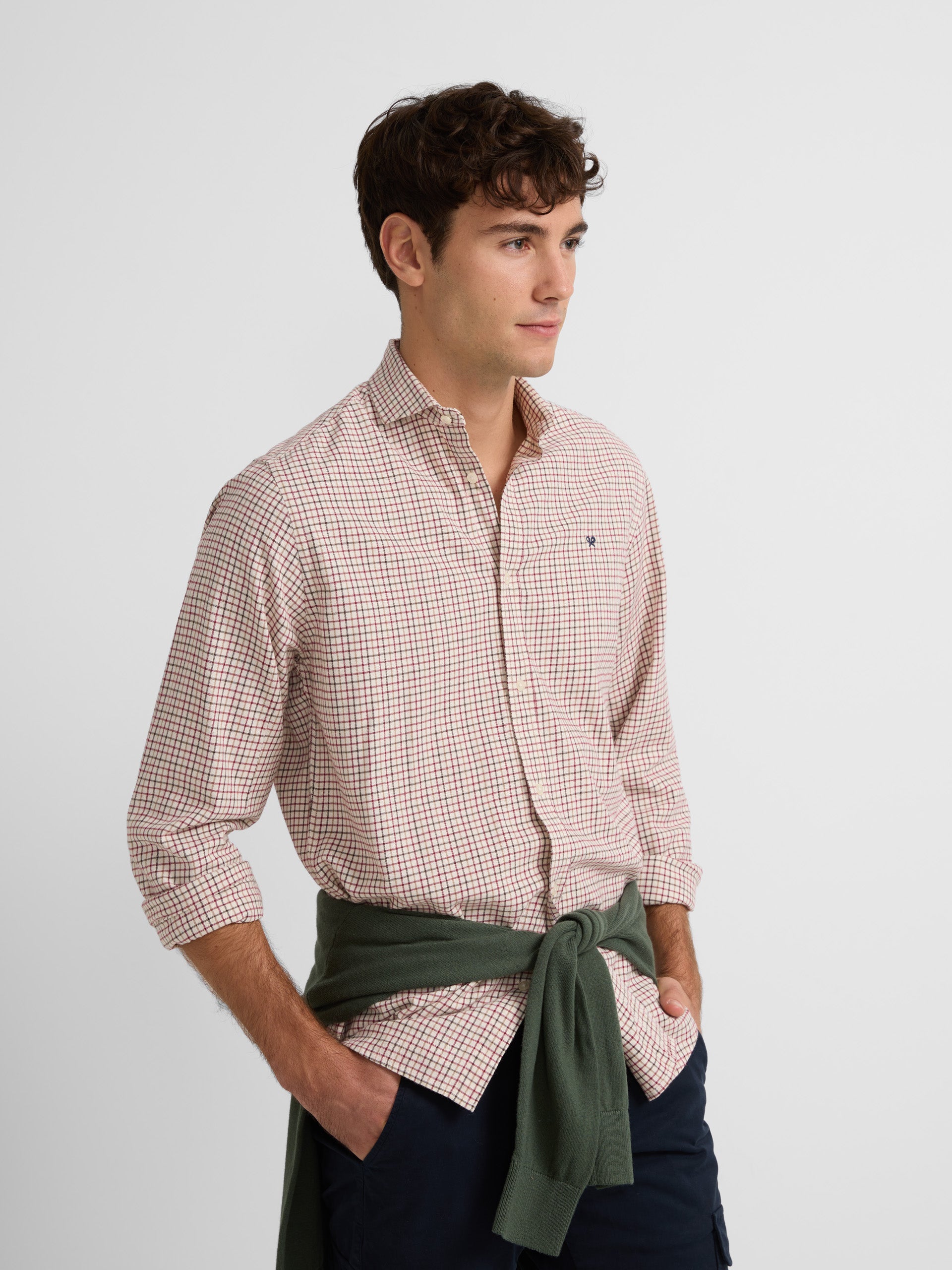 Hunter warm burgundy check sport shirt