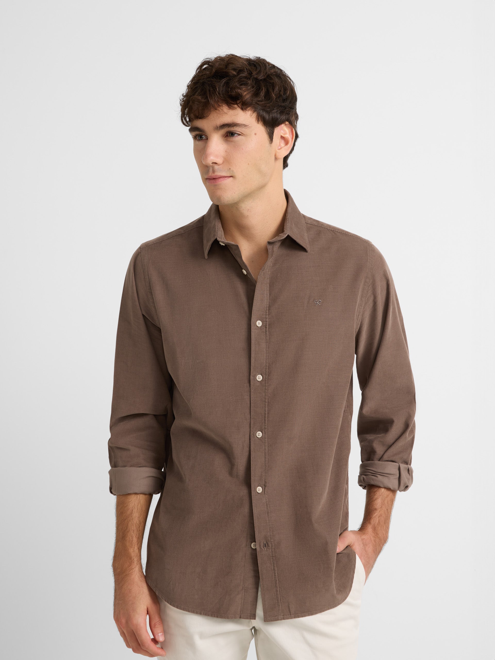 Camisa sport micropana marron