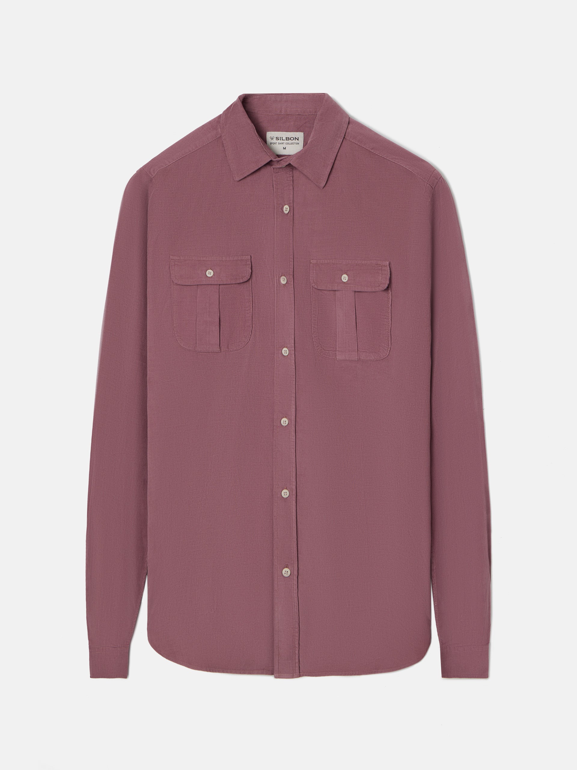 Corduroy sport shirt with burgundy pockets