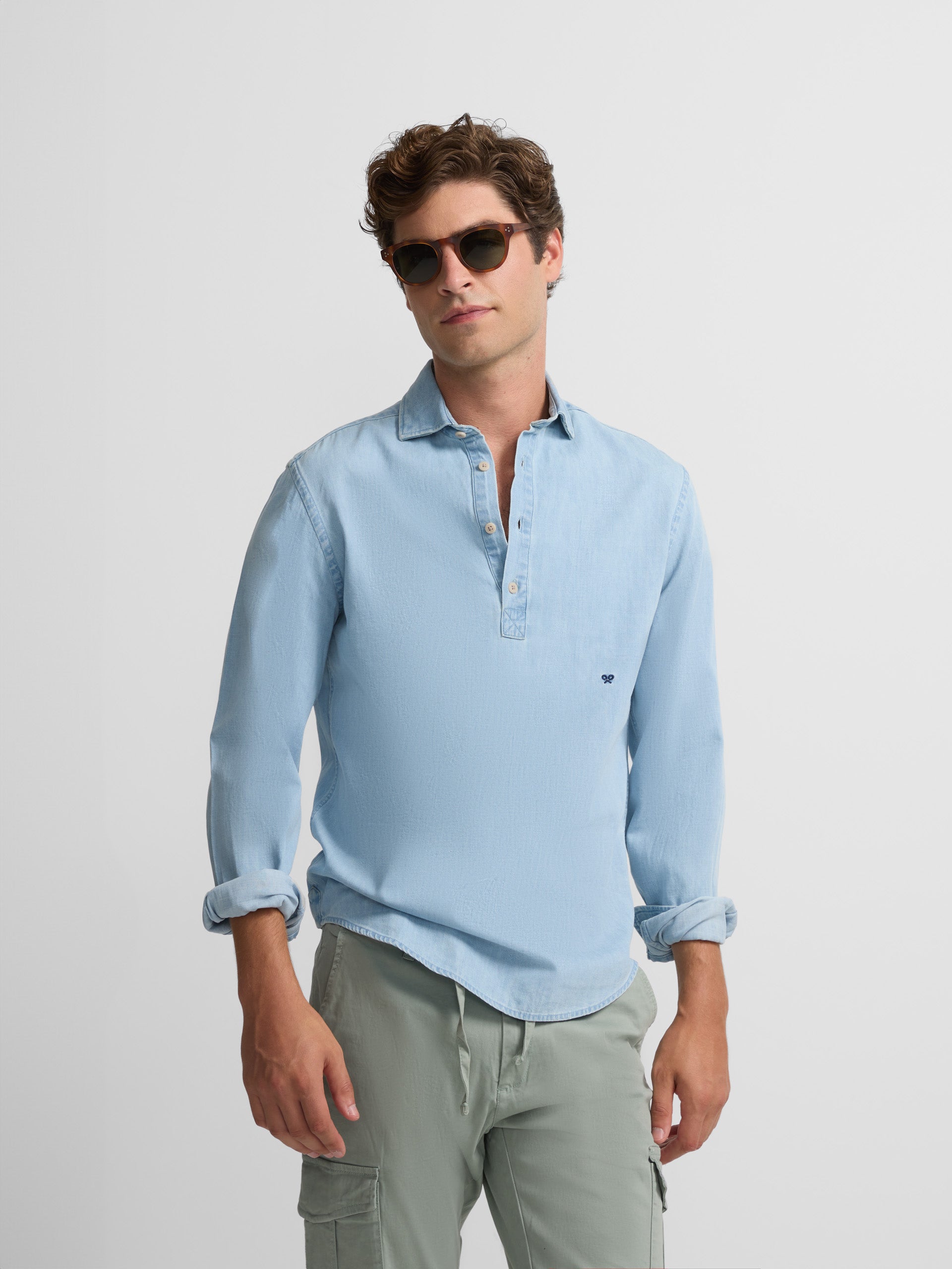 Light blue denim sport shirt