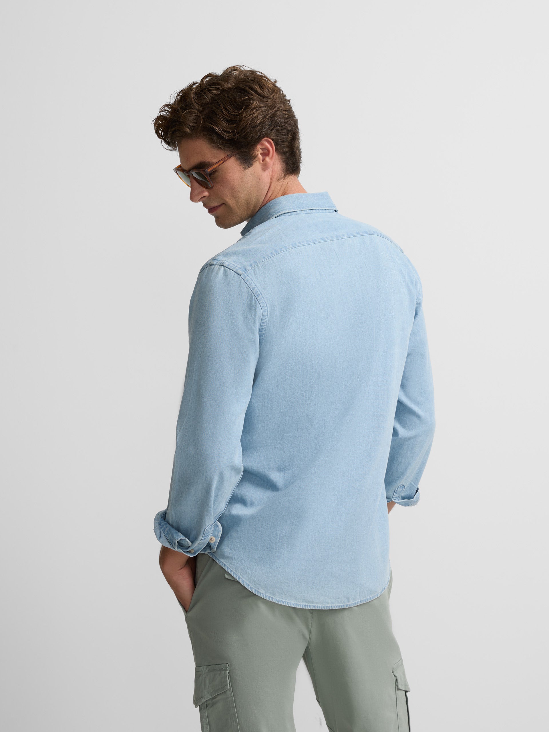 Light blue denim sport shirt