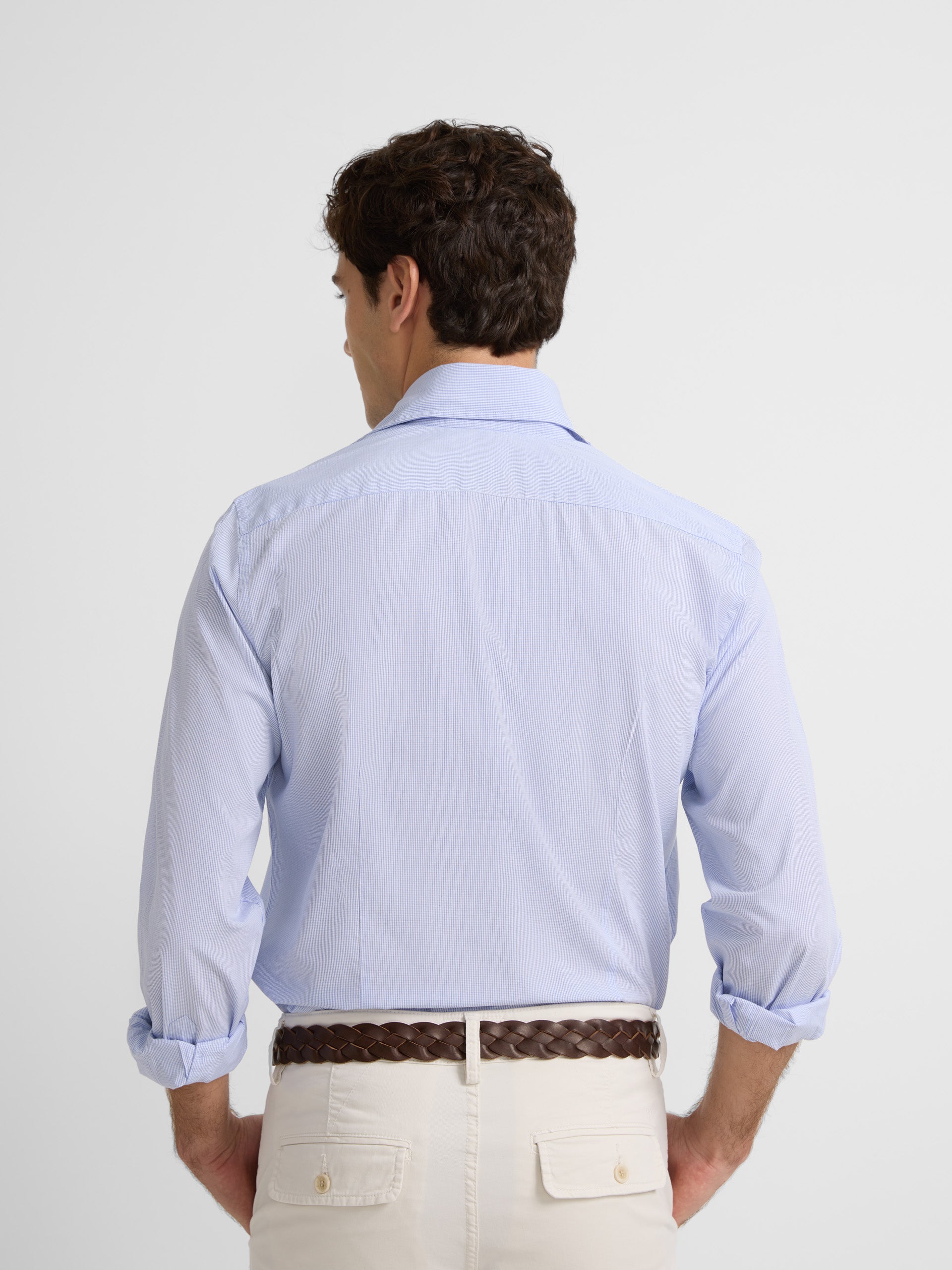 Sport cutaway shirt with blue mini checks