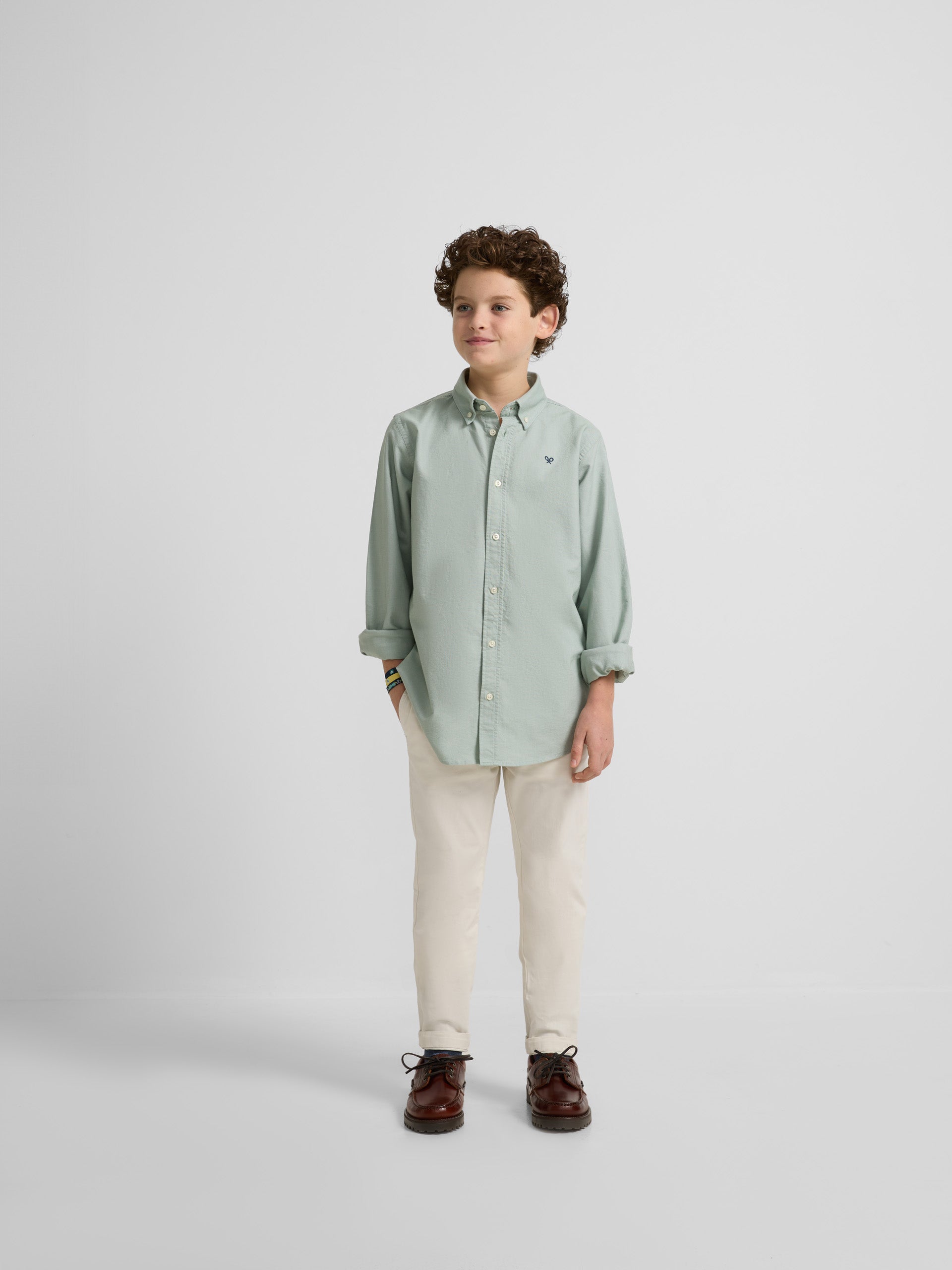 Camisa sport kids clasica oxford verde