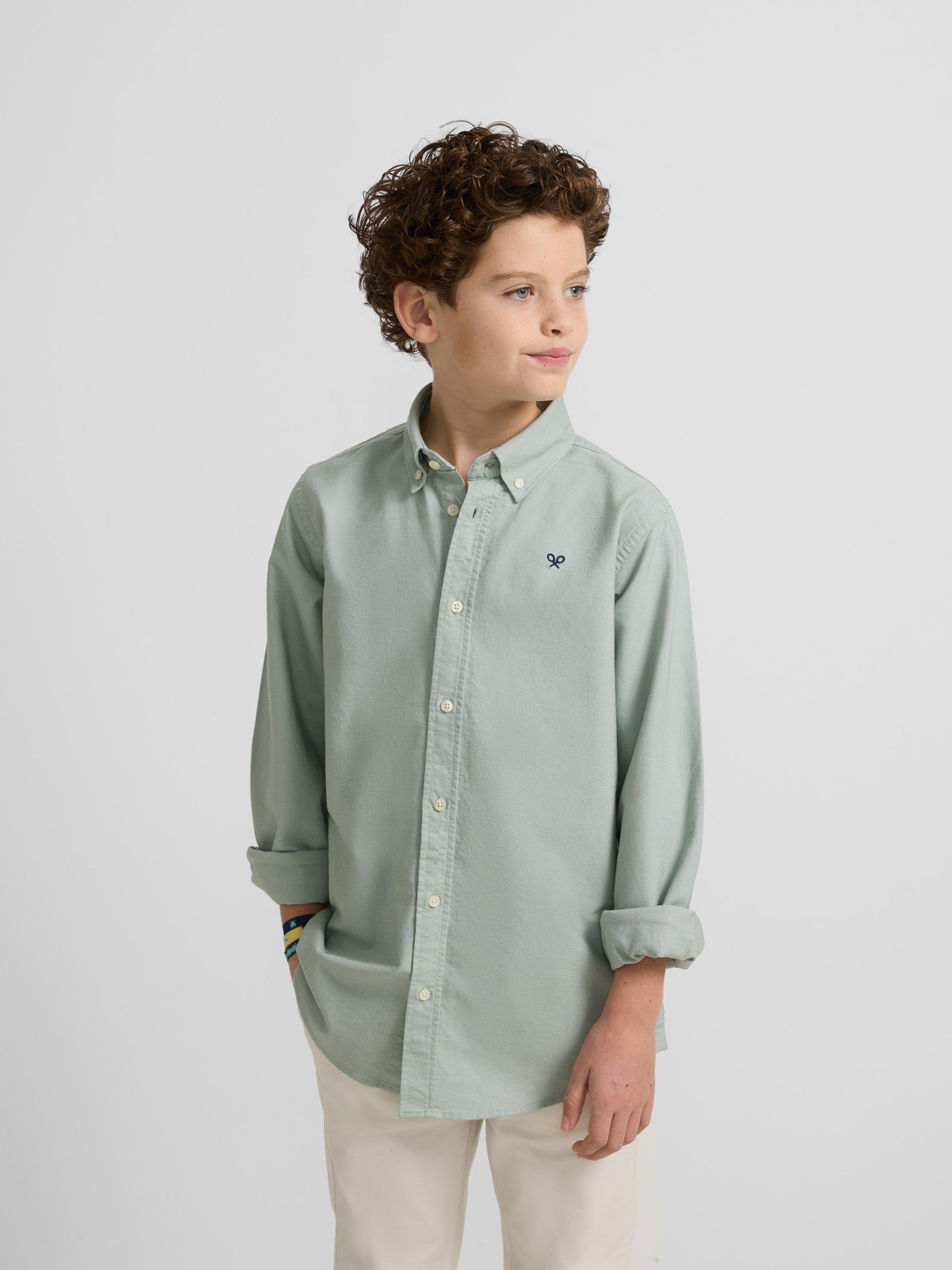 Camisa sport kids clasica oxford verde