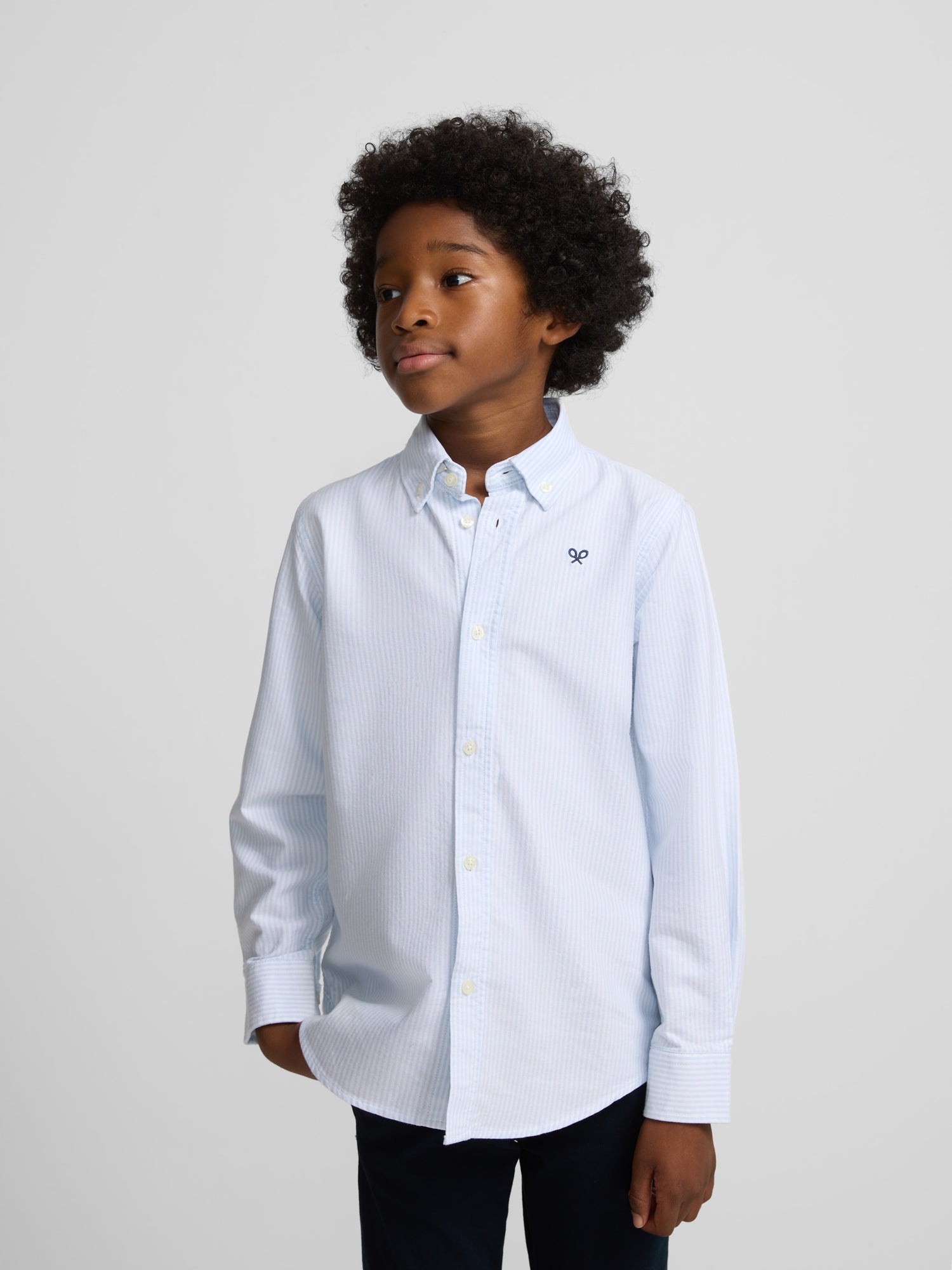 Classic blue striped oxford kids sport shirt