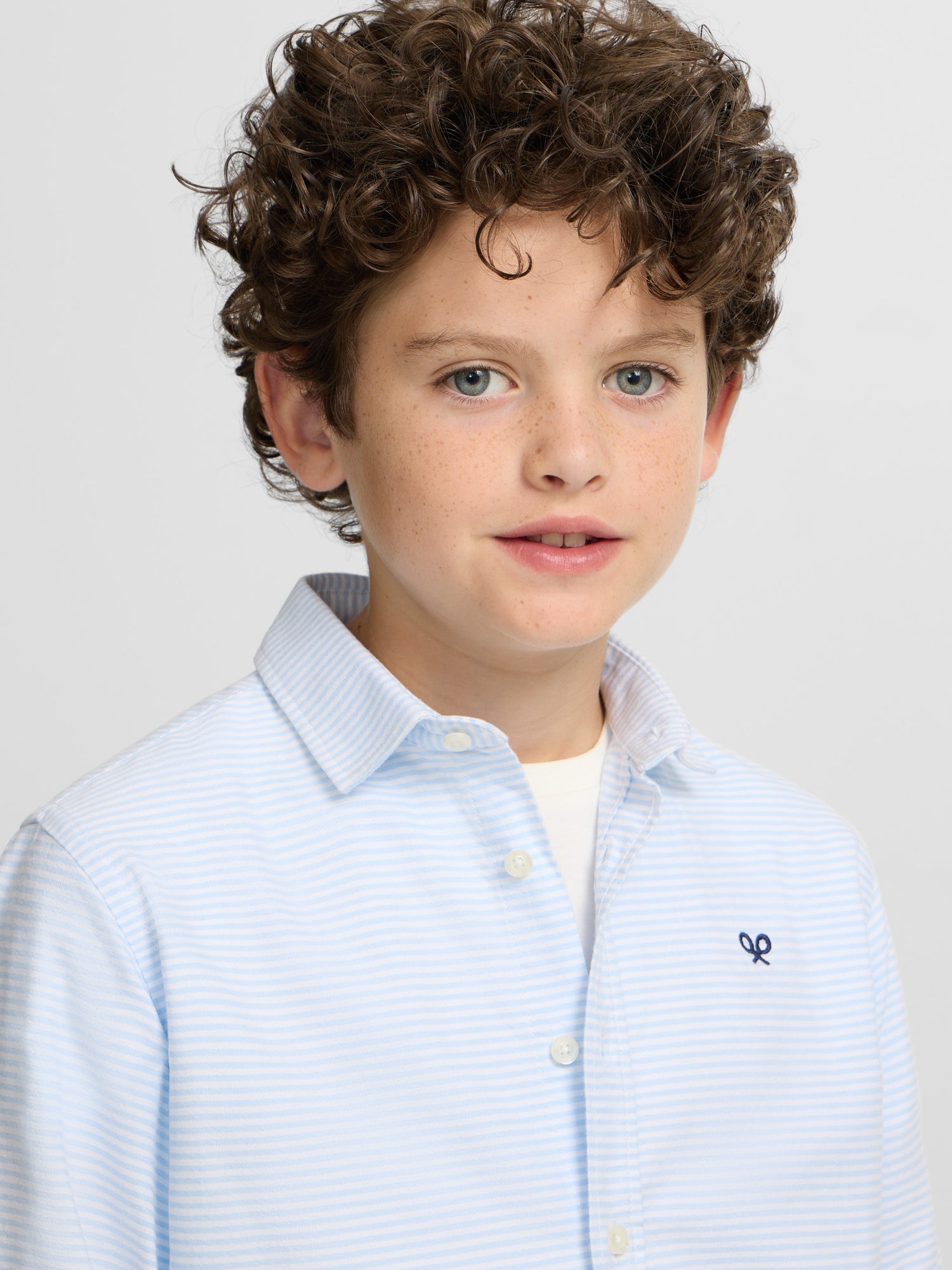 Blue horizontal stripe kids sport shirt