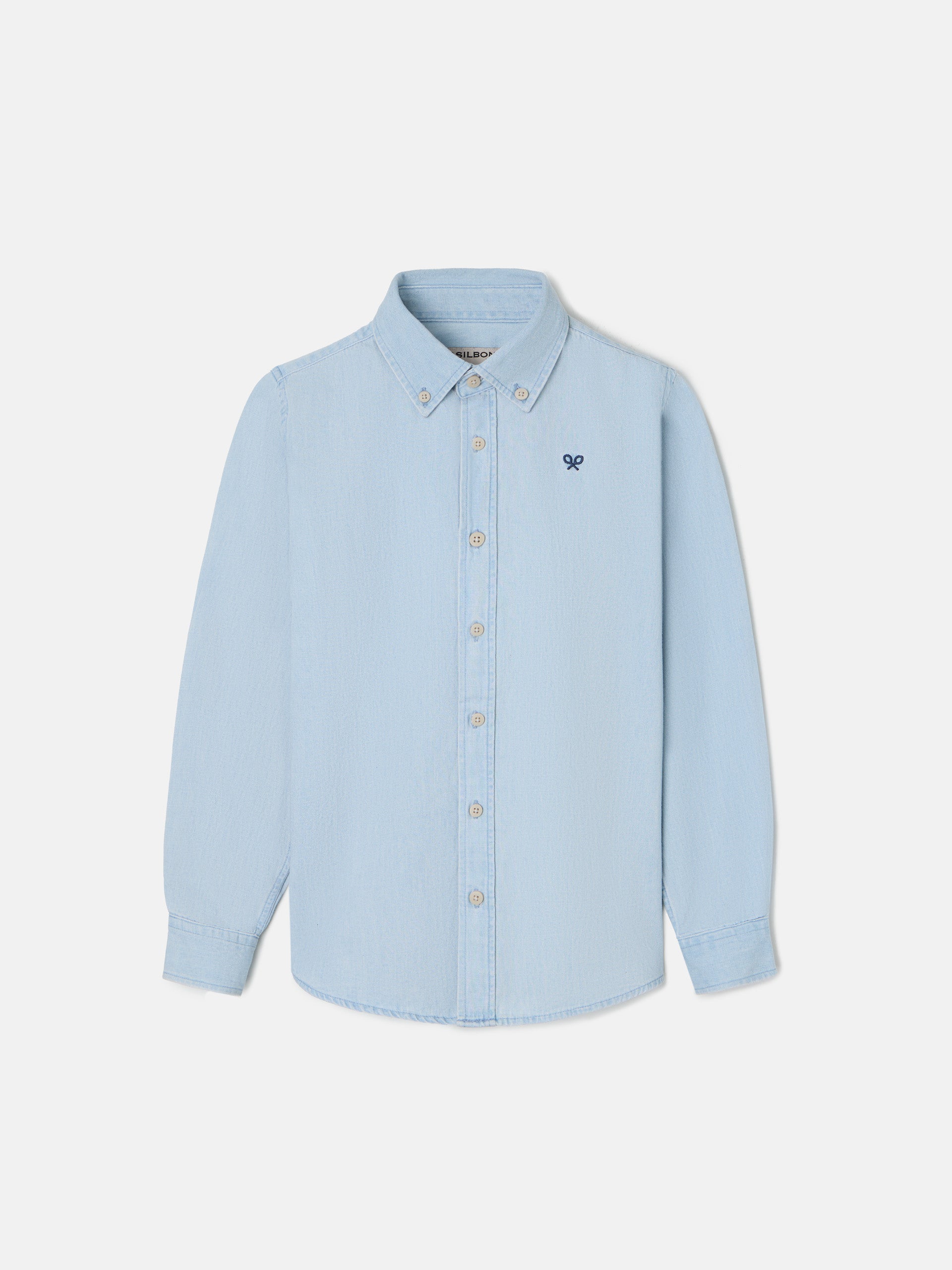 Classic kids sport shirt denim light blue