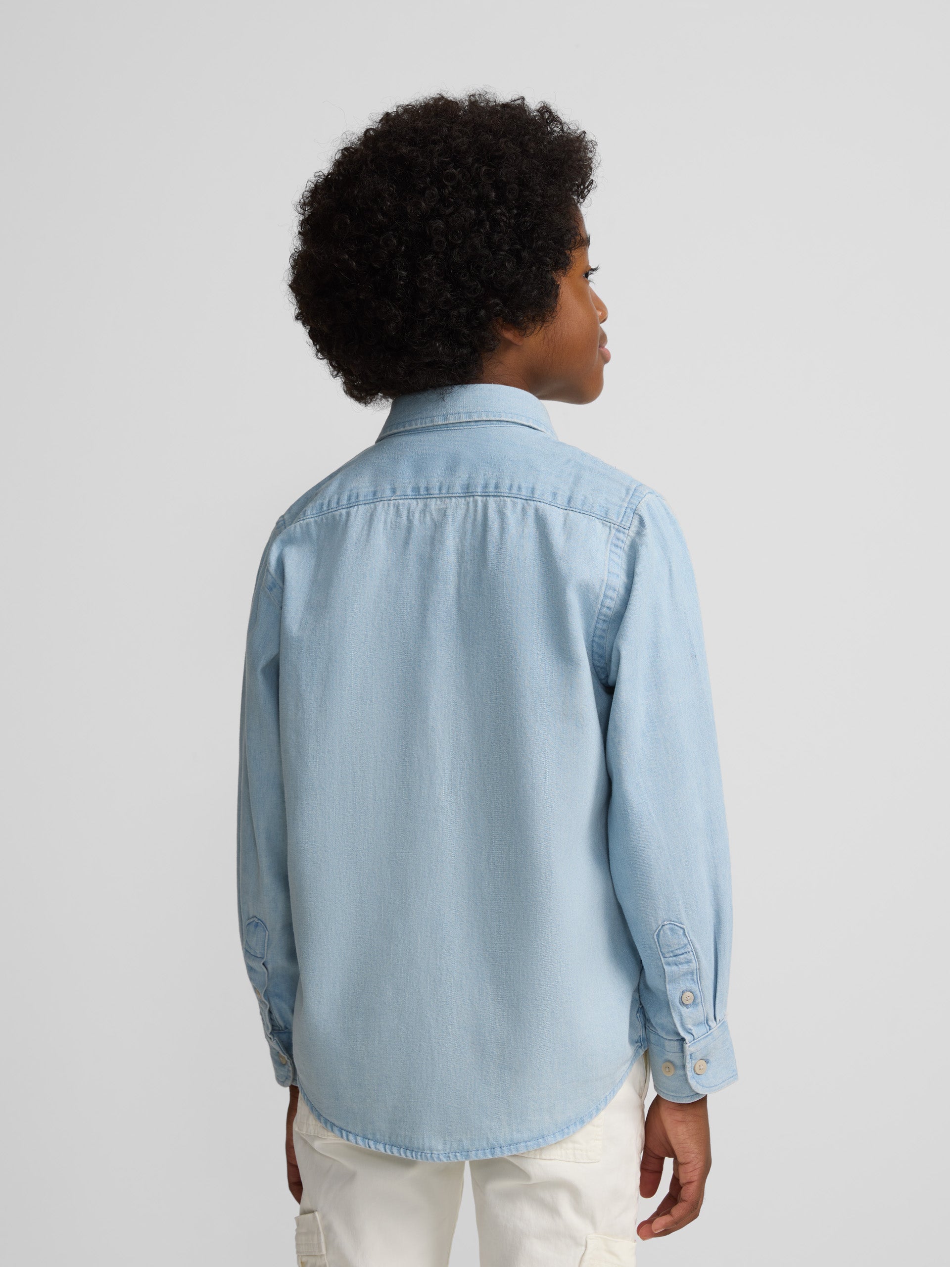 Classic kids sport shirt denim light blue