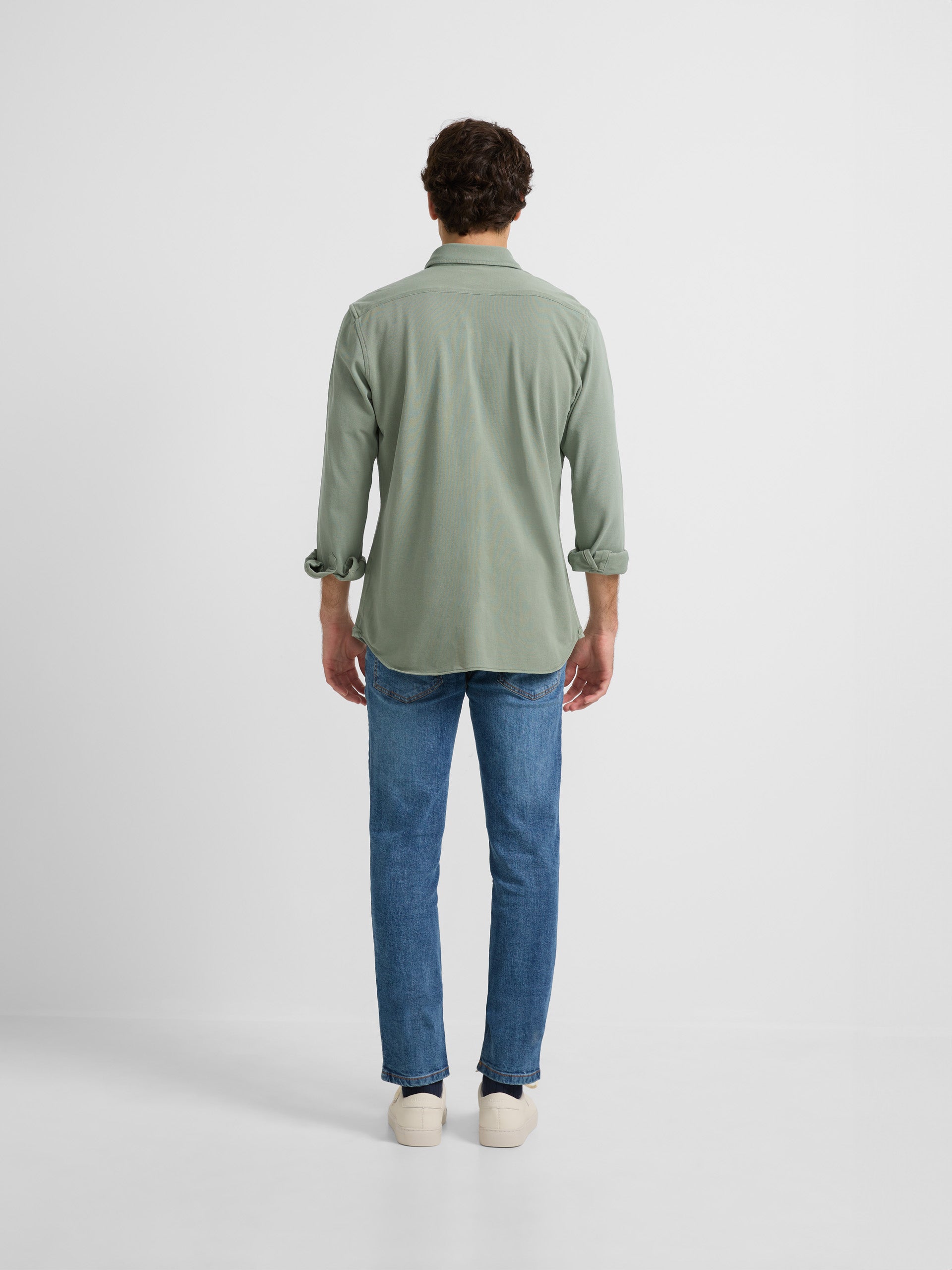 Plain green knit sport shirt