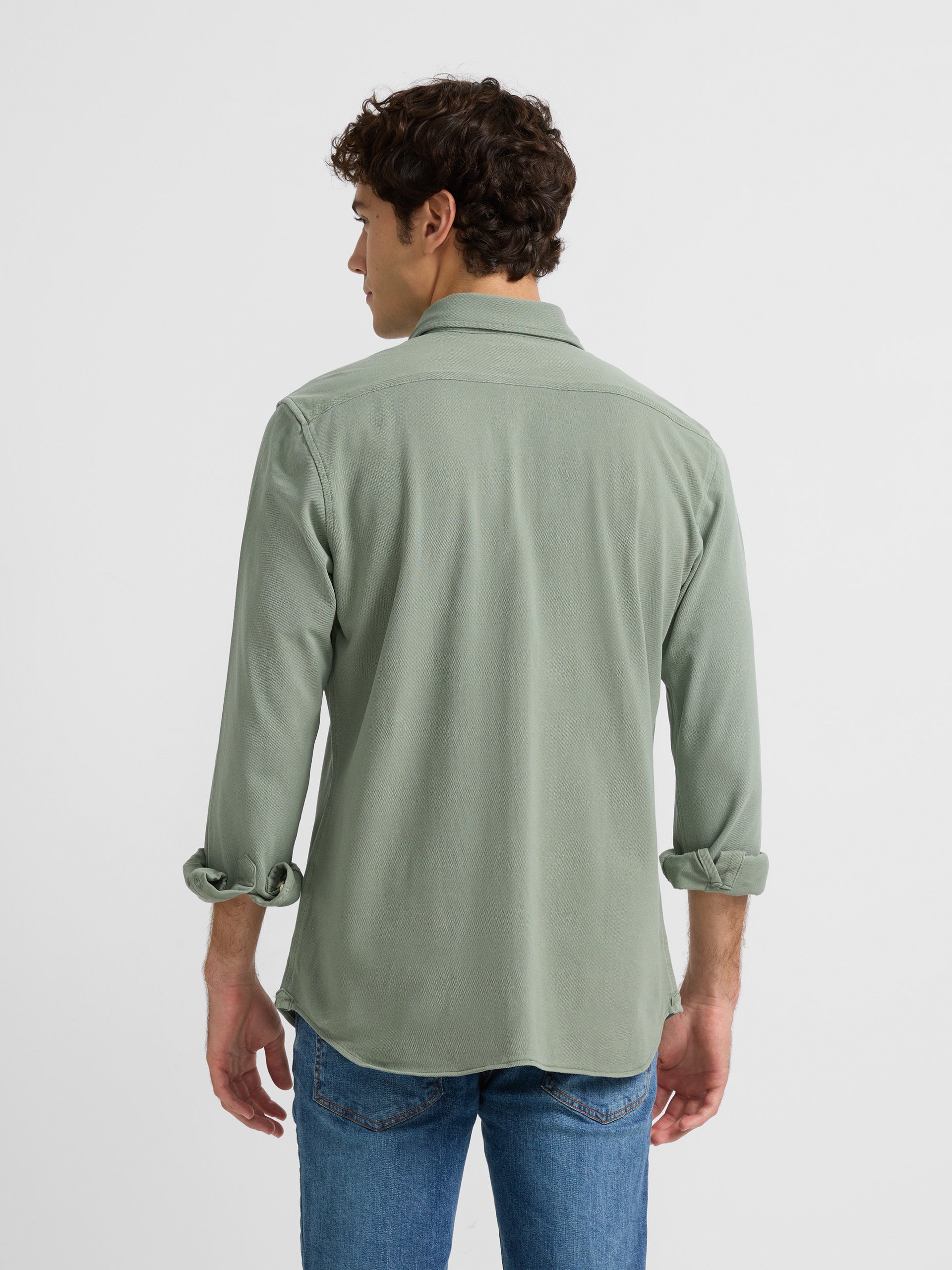 Plain green knit sport shirt