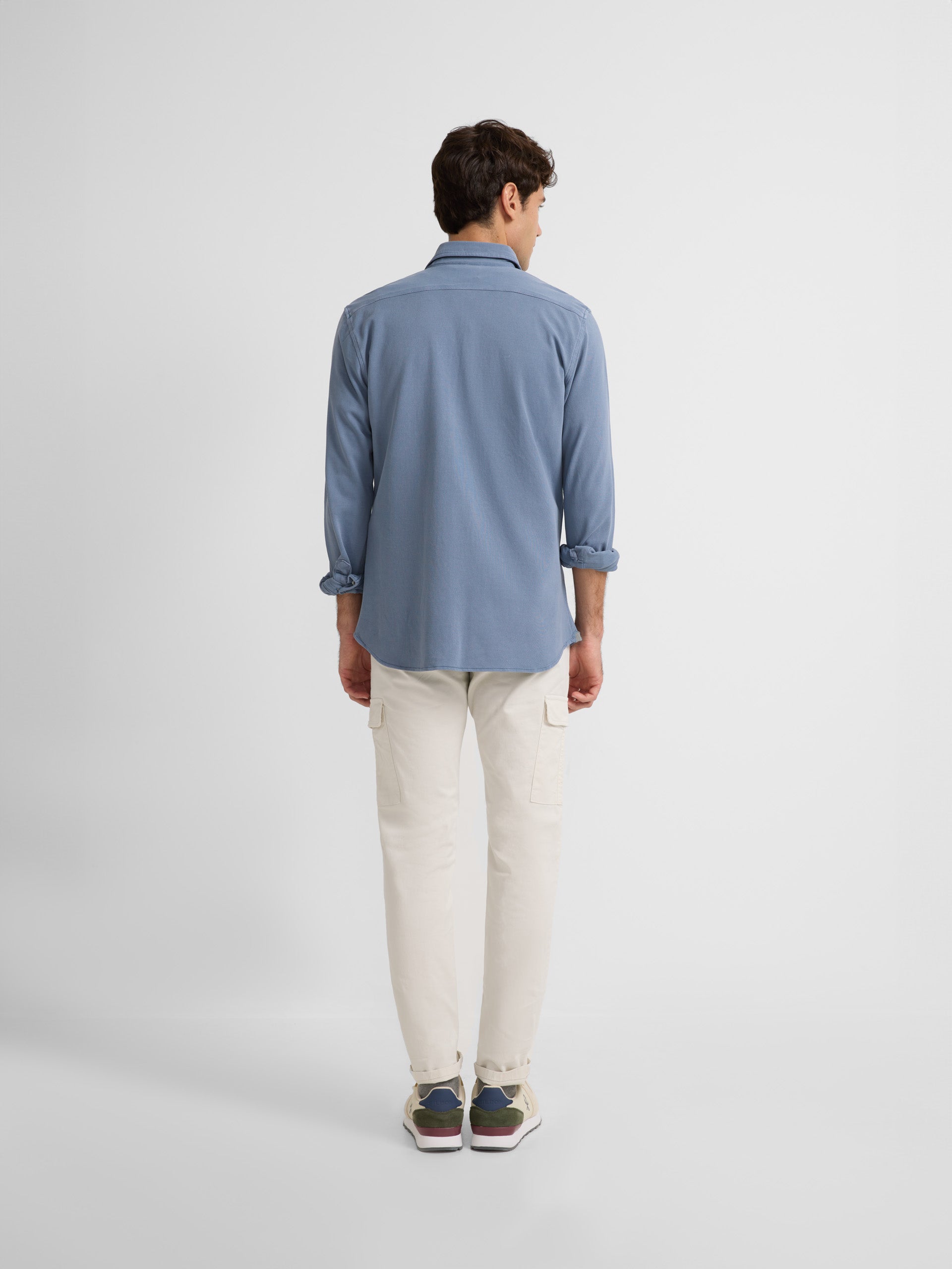 Plain blue knit sport shirt