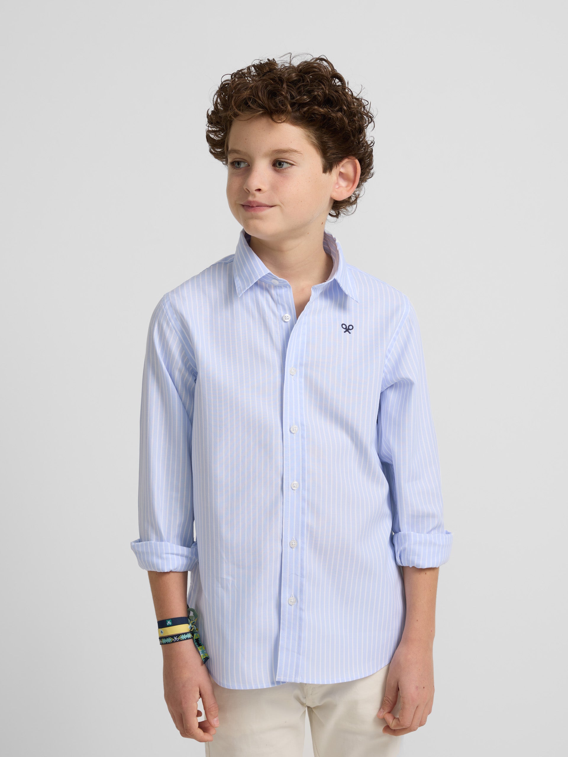 Camisa sport kids clasica raya ancha azul