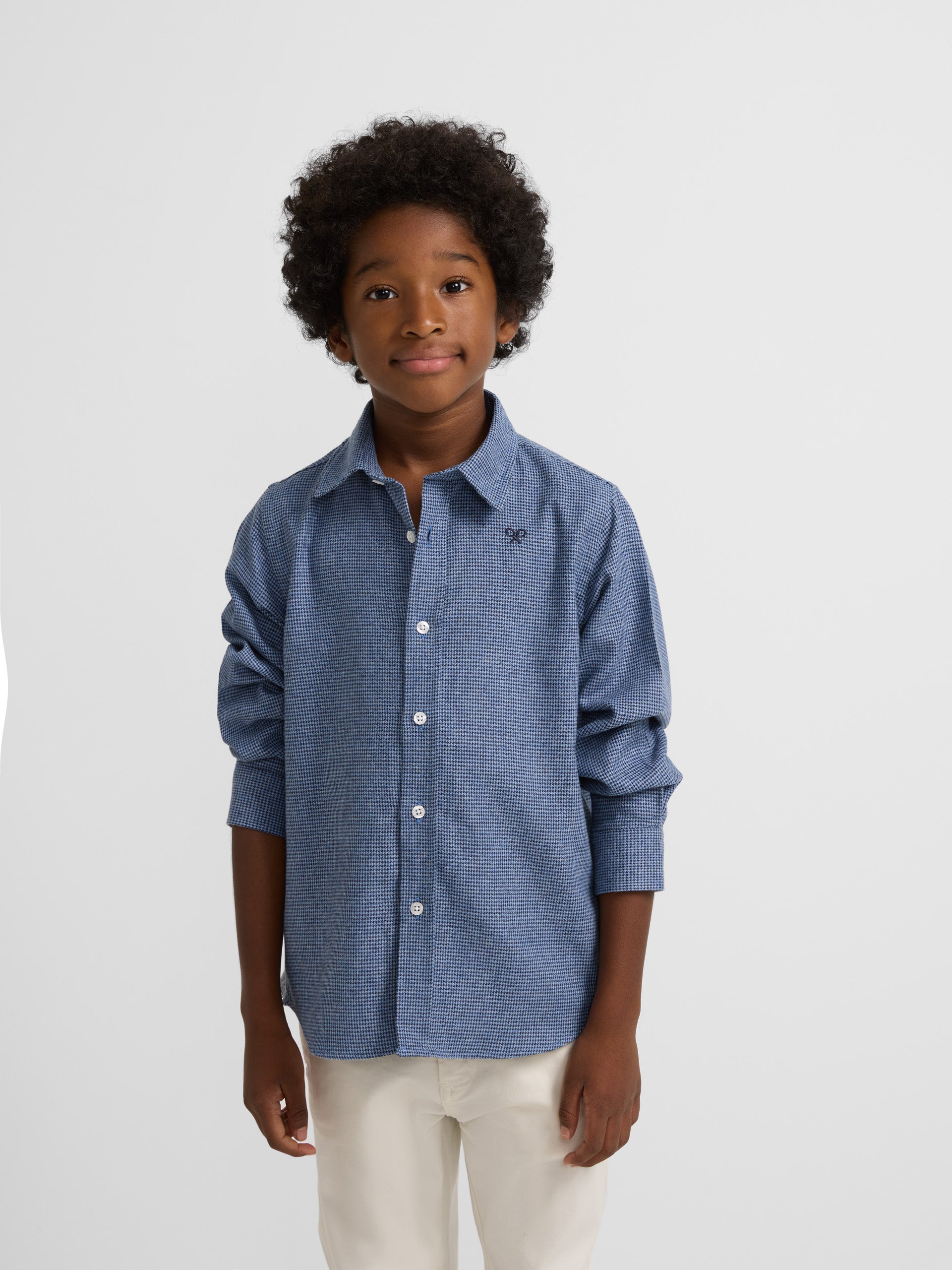 Kids warm blue houndstooth sport shirt