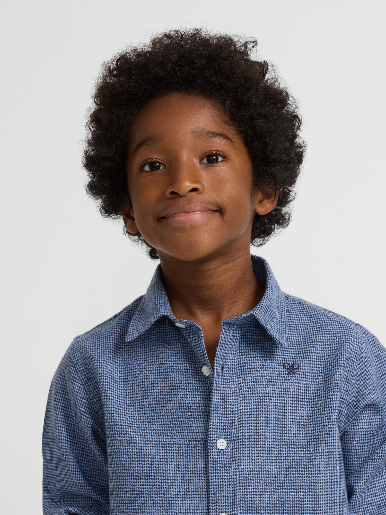 Kids warm blue houndstooth sport shirt