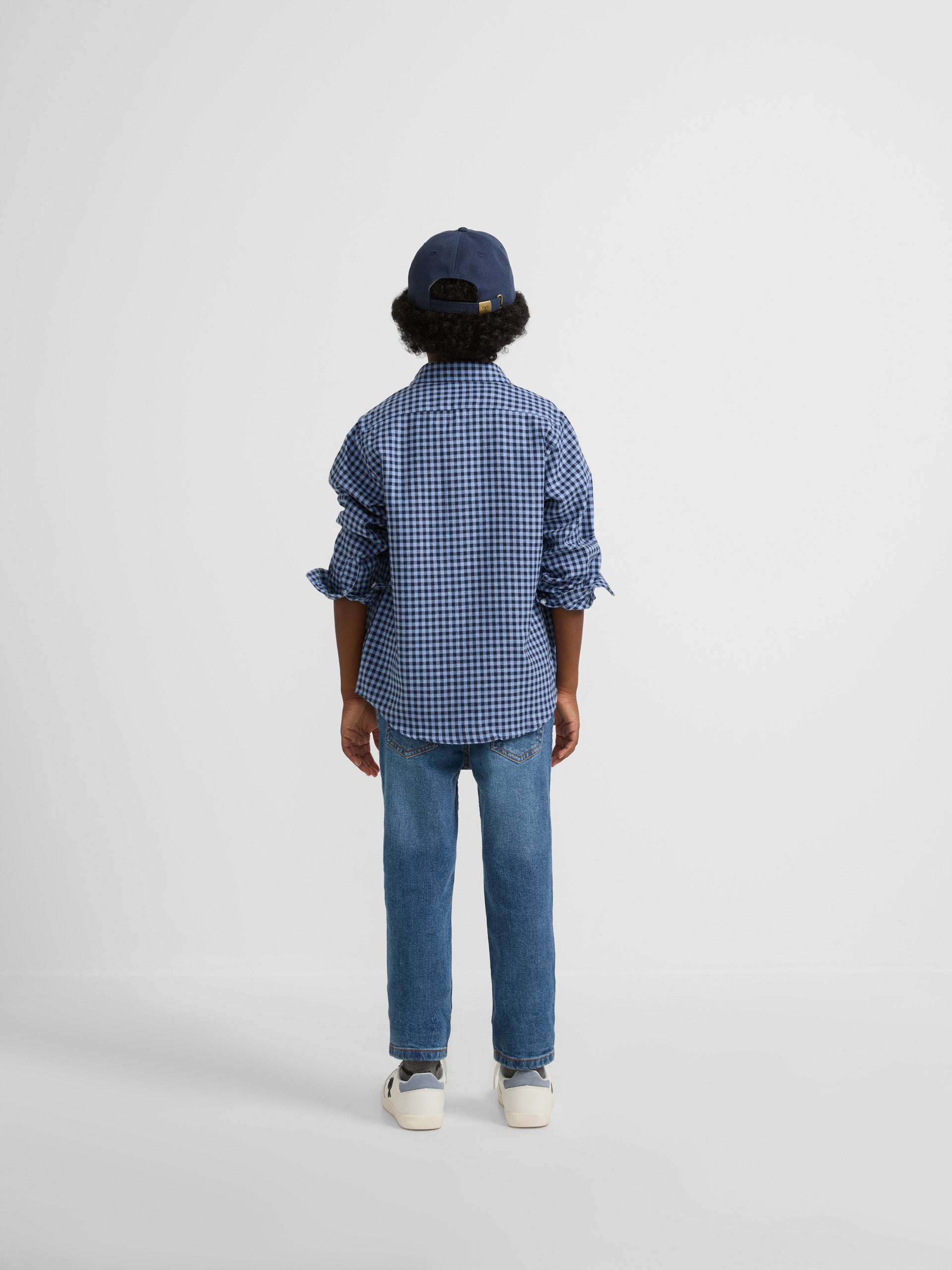 Chemise de sport à carreaux vichy bleu chaud pour enfants