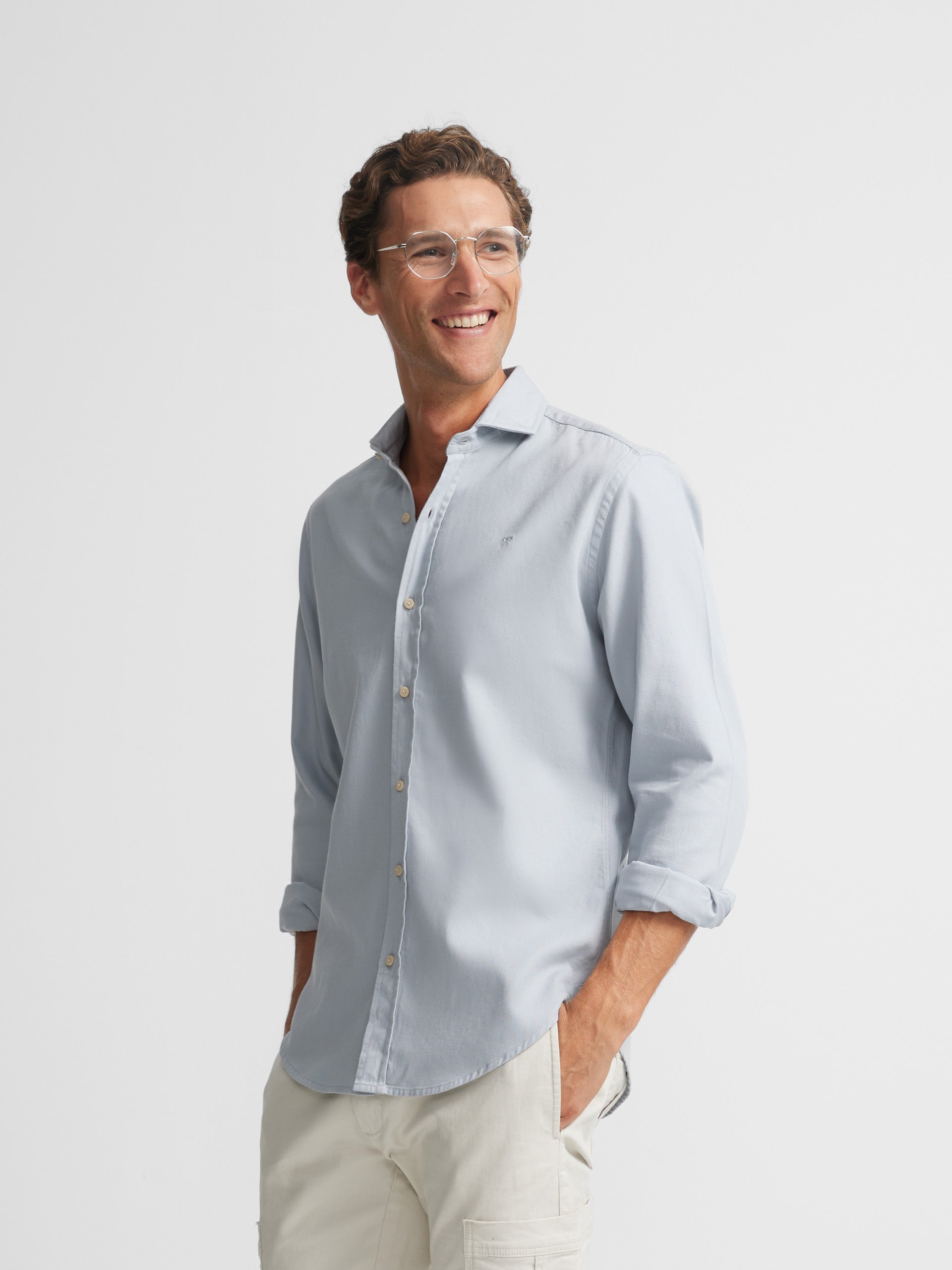 Light blue micropique smooth sport shirt