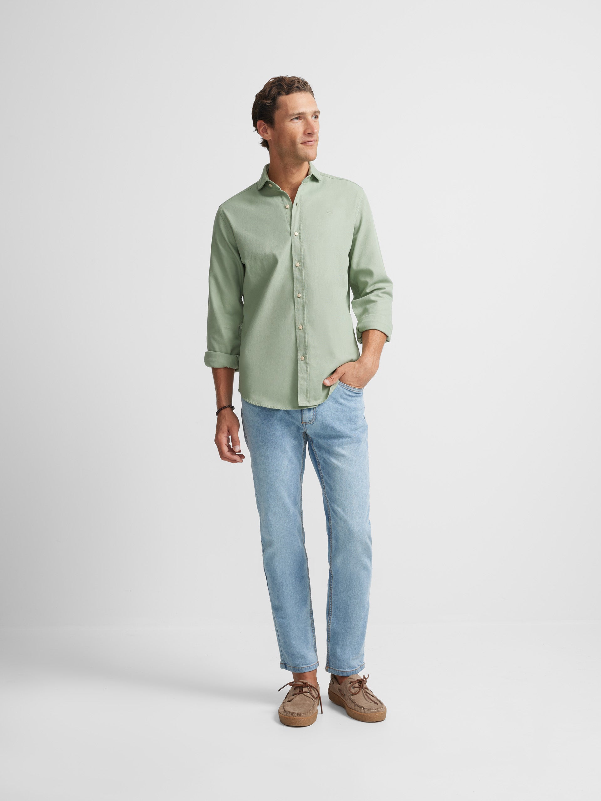 Light green micropique smooth sport shirt