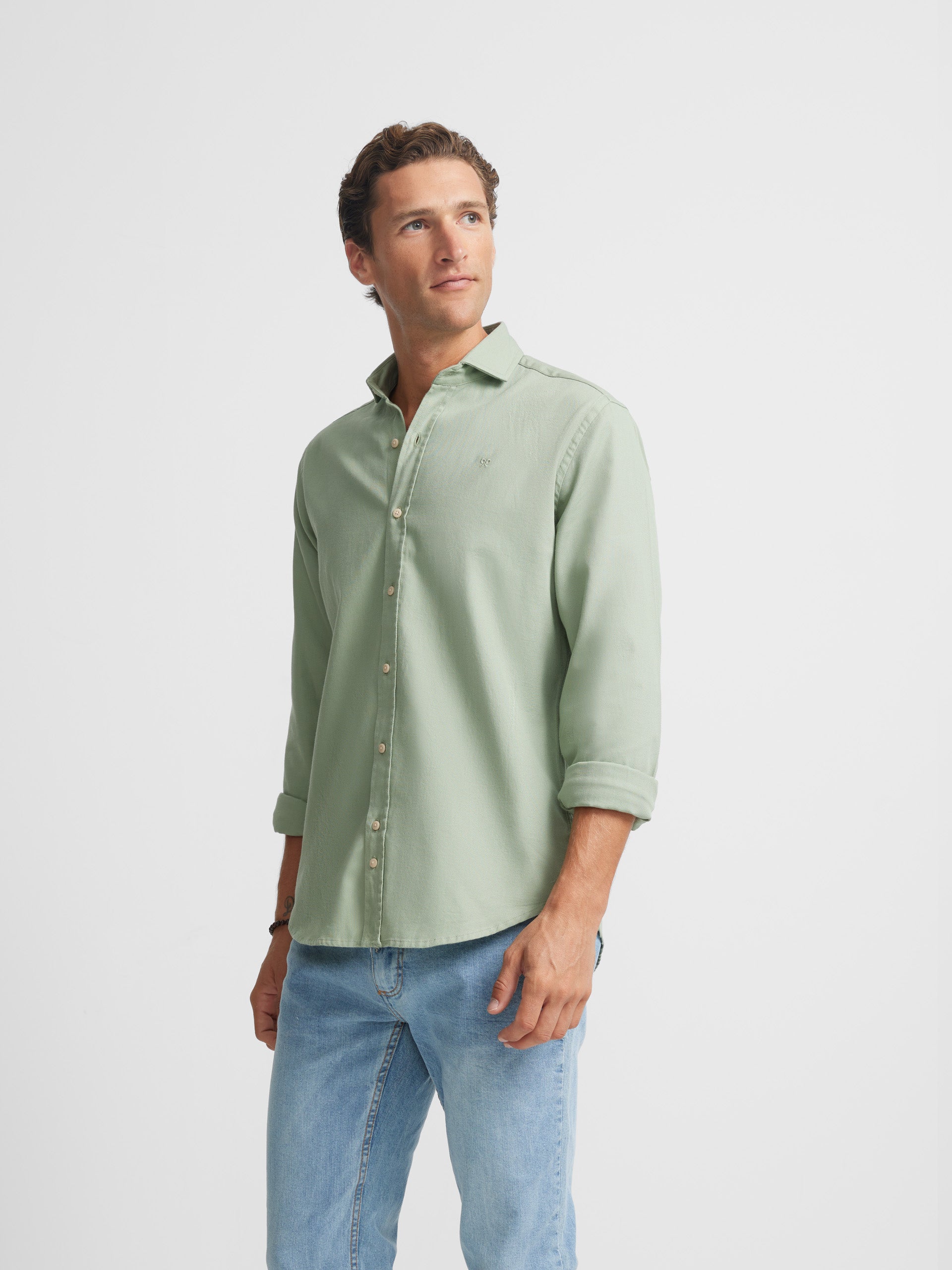 Light green micropique smooth sport shirt