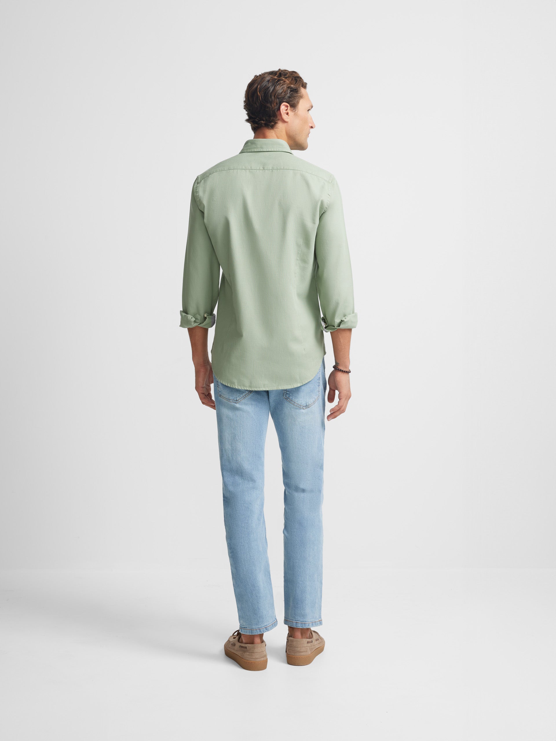 Light green micropique smooth sport shirt