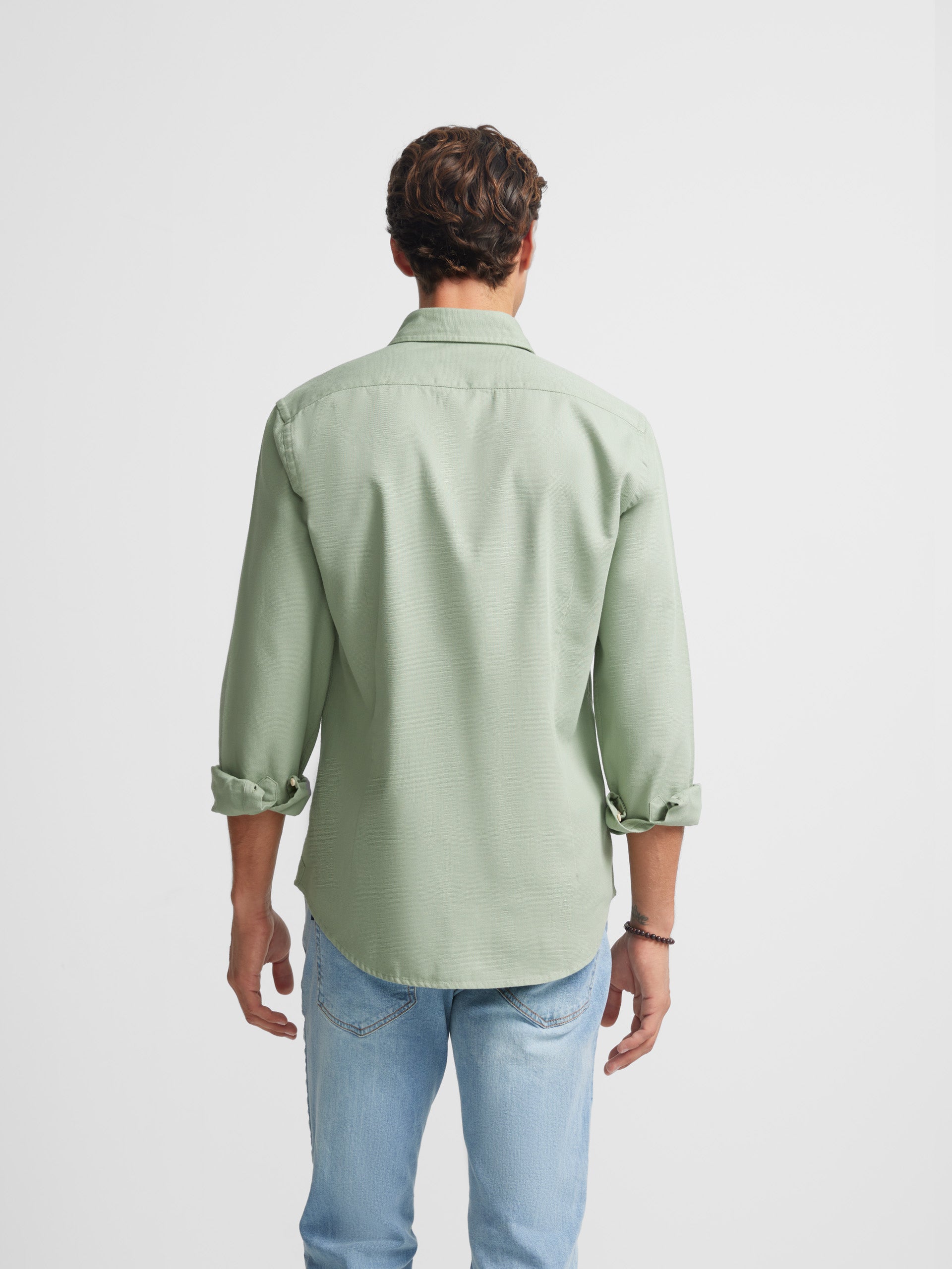 Light green micropique smooth sport shirt