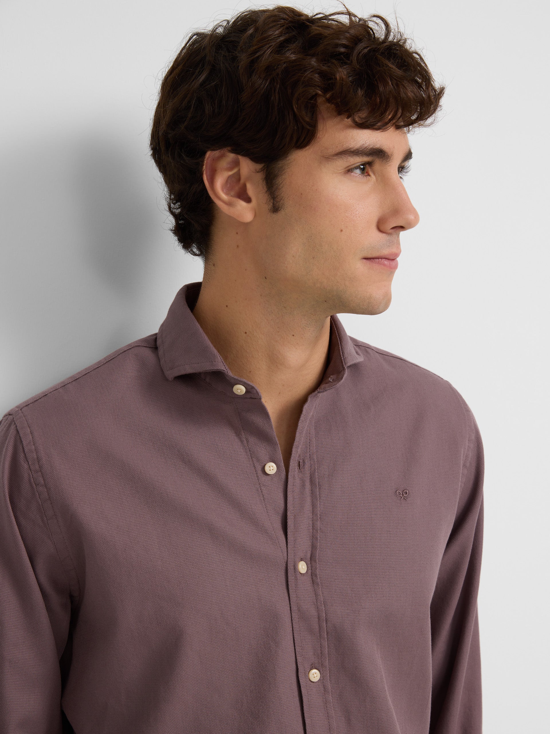 Smooth brown micropique sport shirt