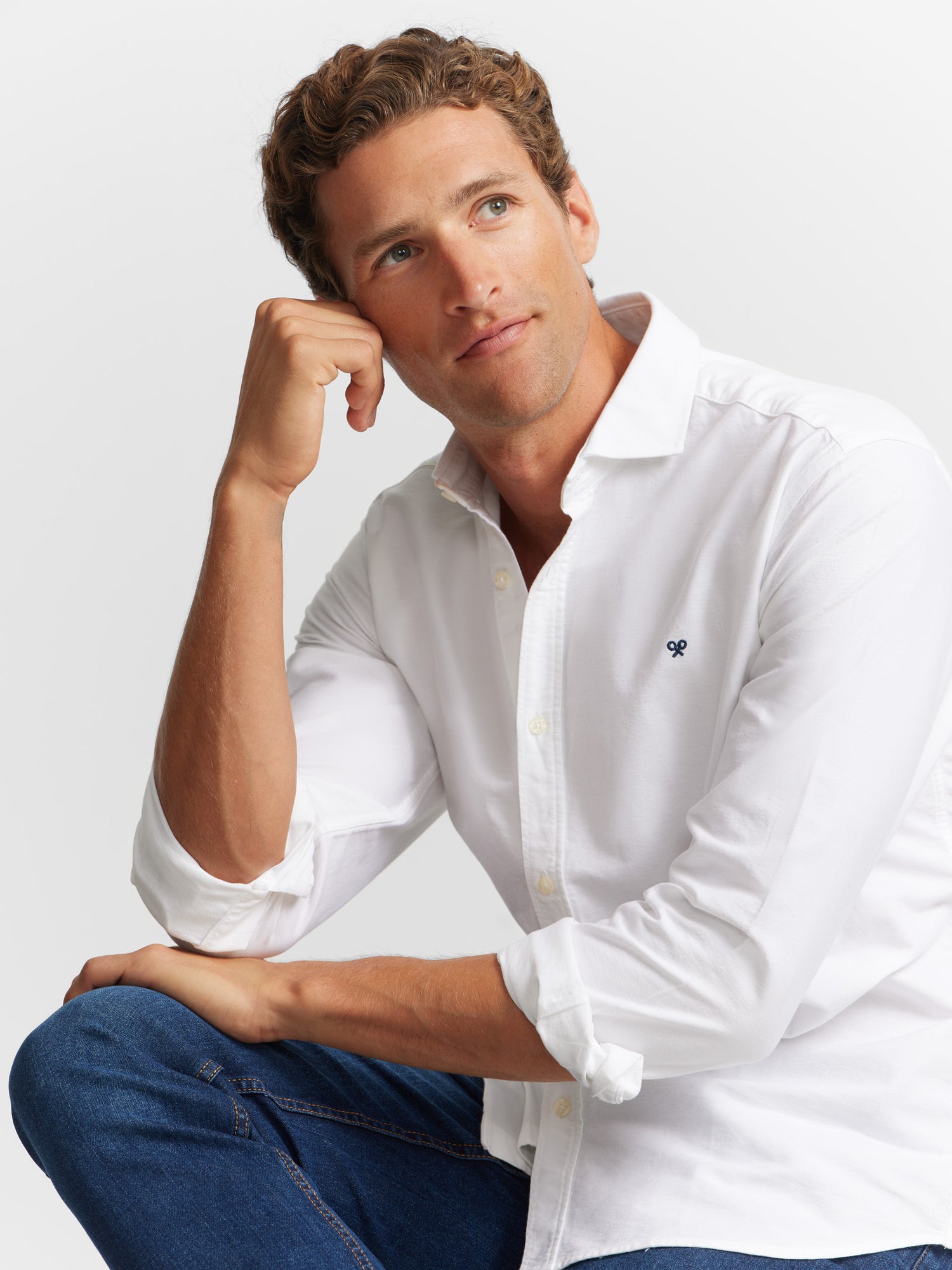 White plain structured sport shirt