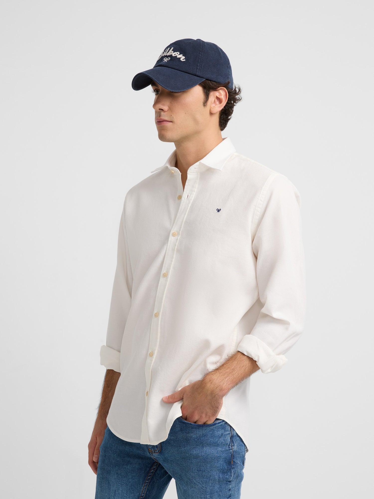 White plain structured sport shirt