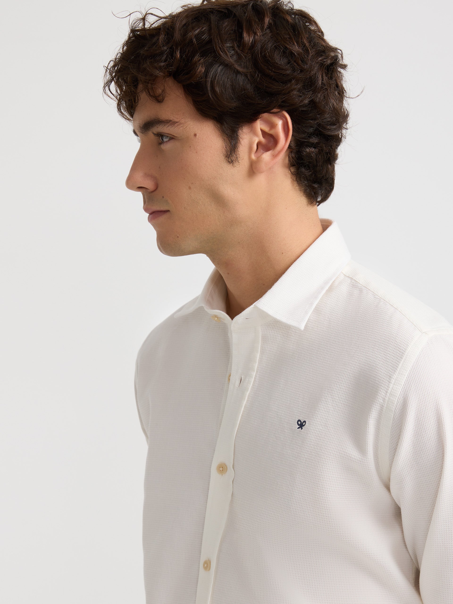 White plain structured sport shirt