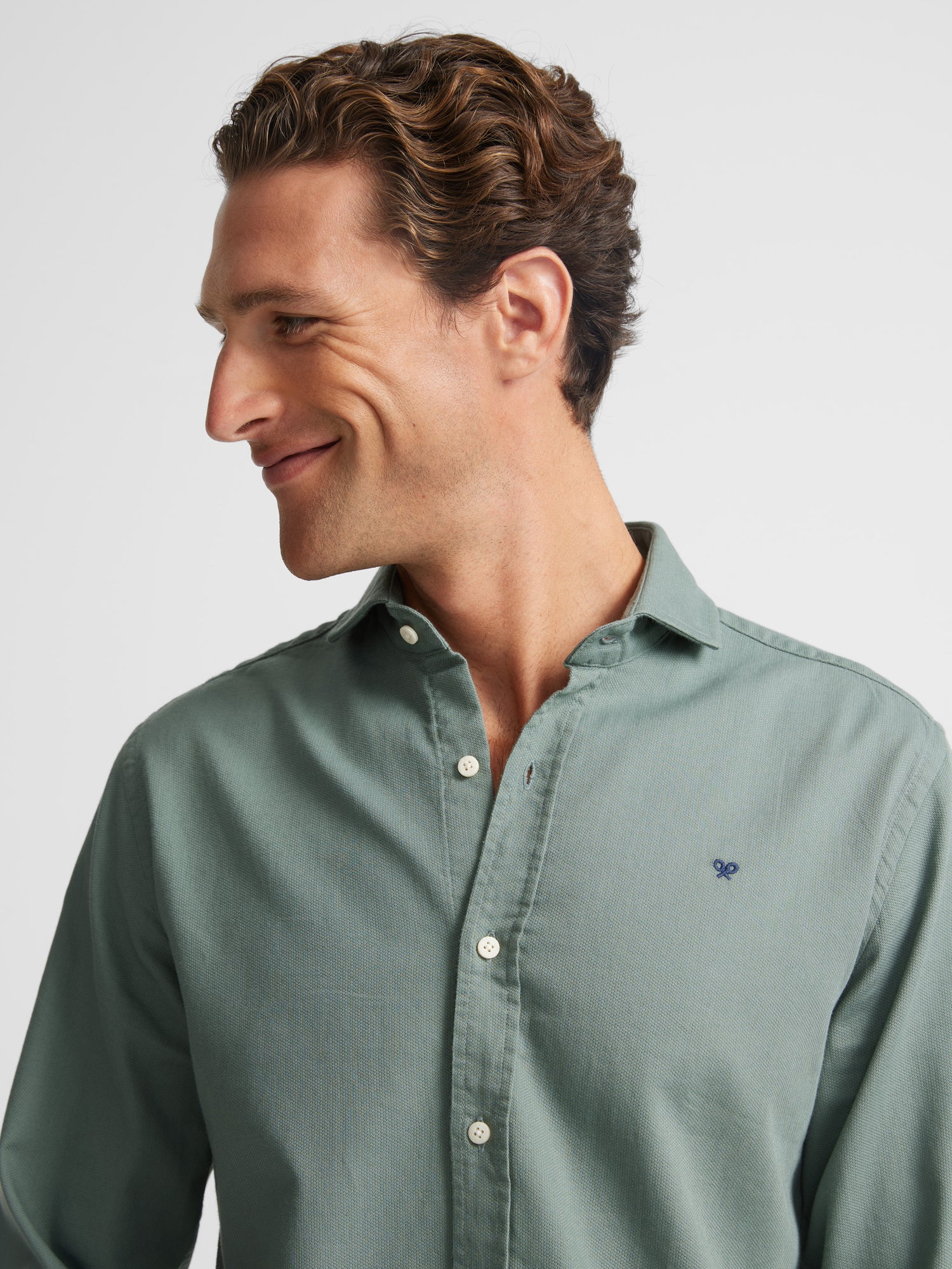 Medium green structured plain sport shirt