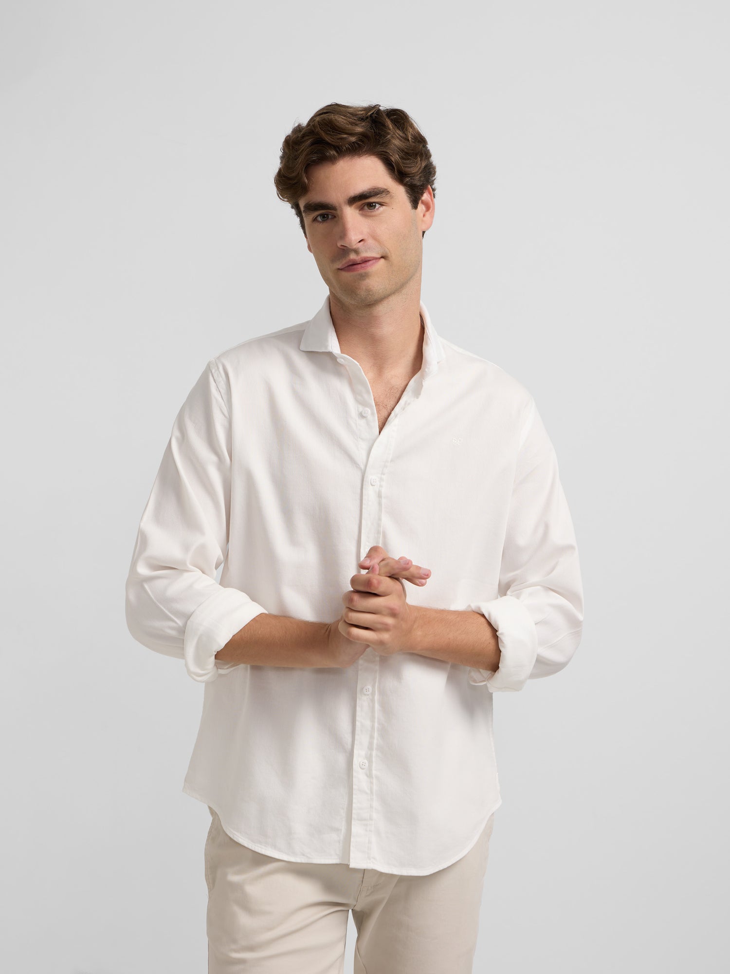 Camisa sport lisa micropique tono blanca