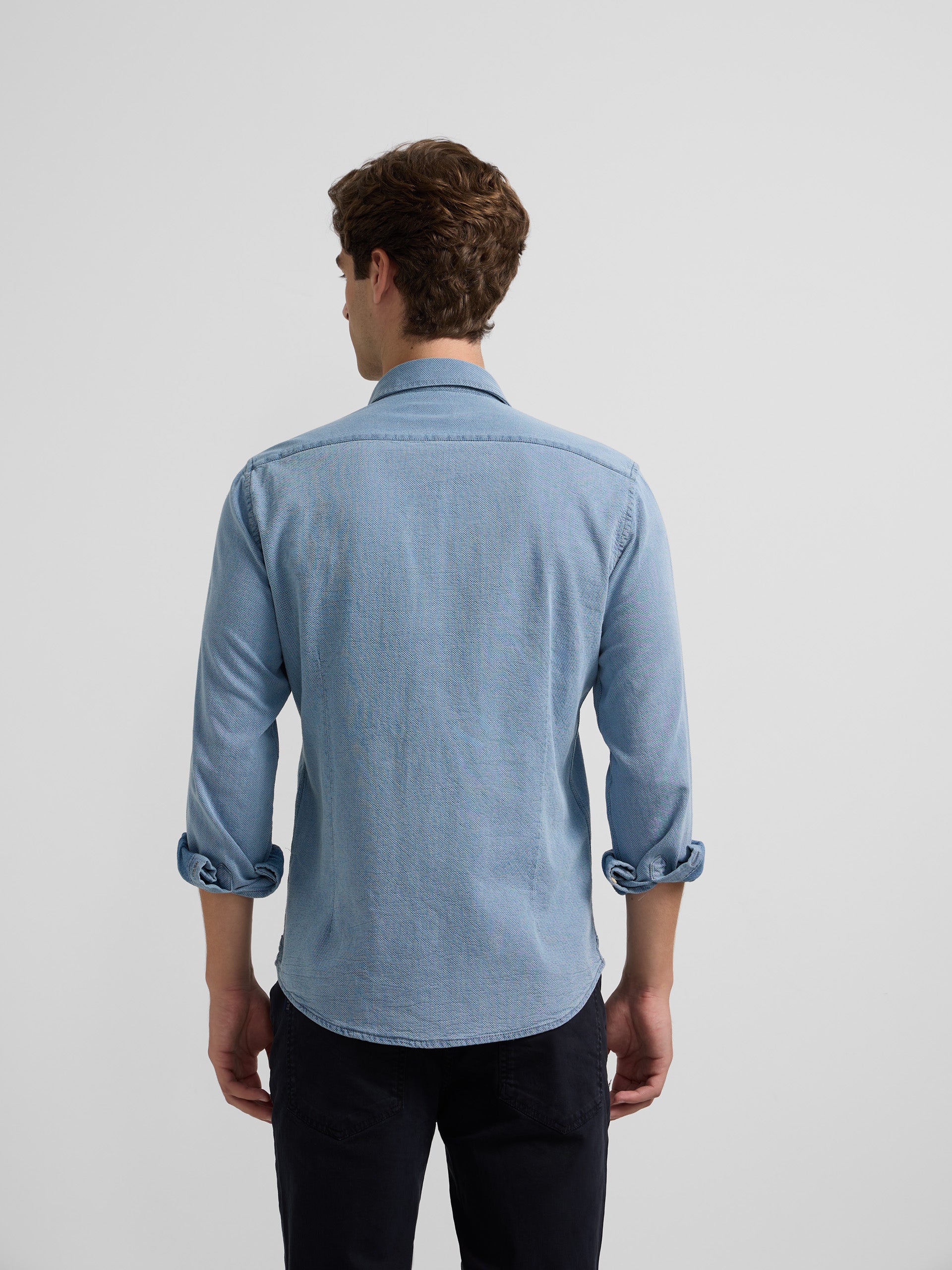 Light blue jeans structured sport shirt